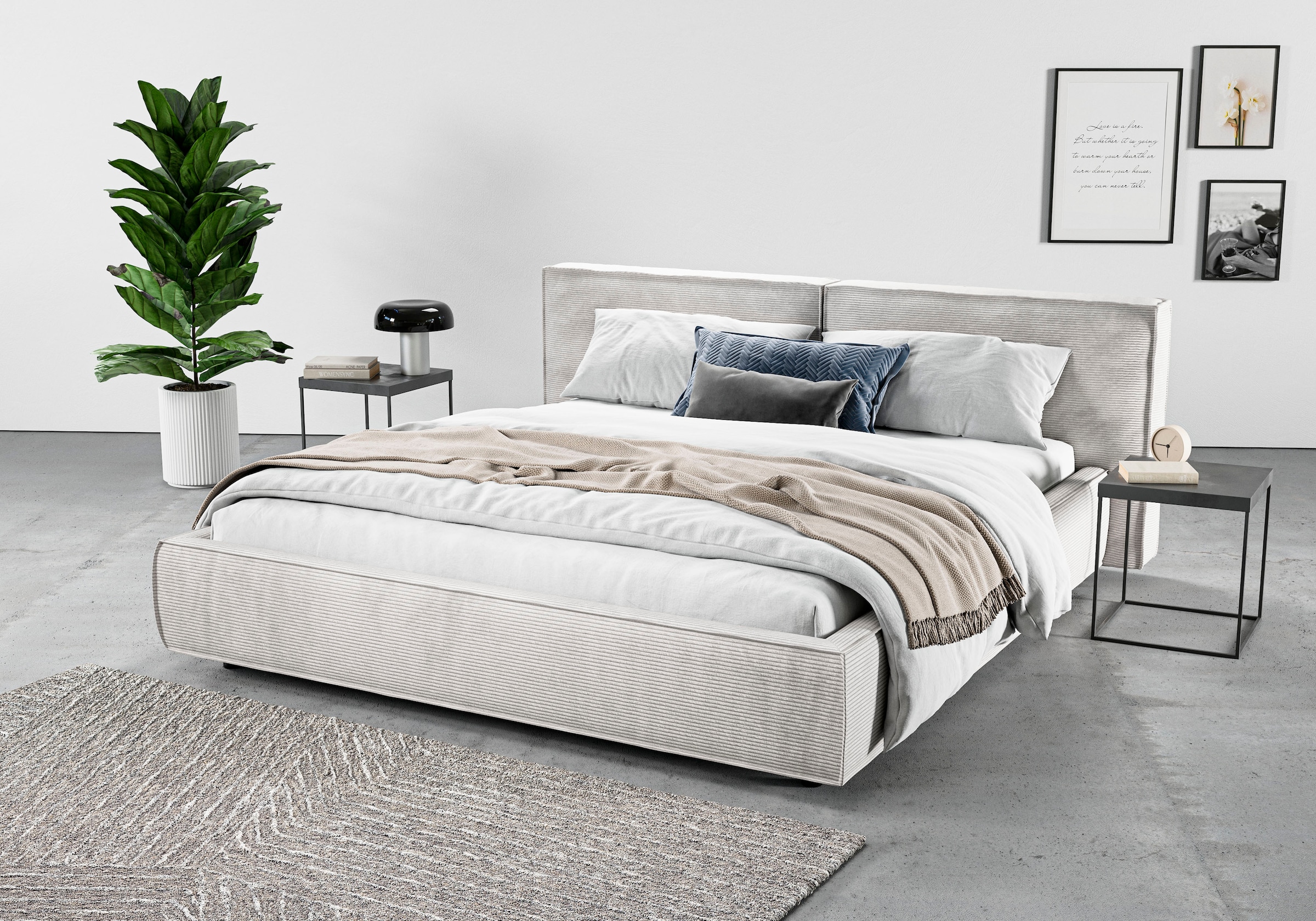 Home affaire Polsterbett "Adrina mit Biesenoptik, Feincord und Luxus-Microf günstig online kaufen