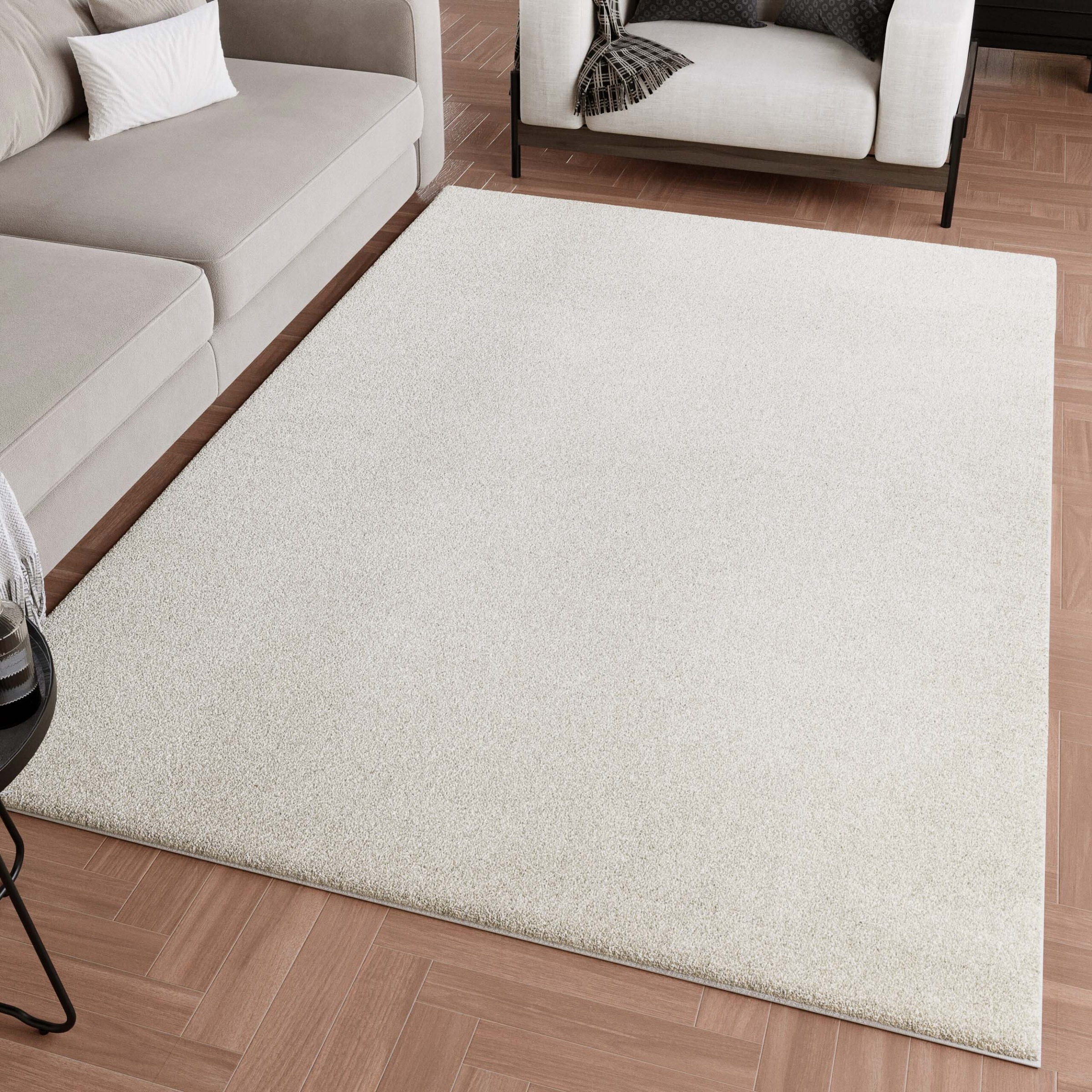 Teppich WECON HOME "Wogh", creme weiß, B:140cm H:25mm L:200cm, Polyester, Teppiche, Teppich, Kurzflor, maschinell gewebt, robust, Wohn- & Schlafzimmer, einfarbig 2