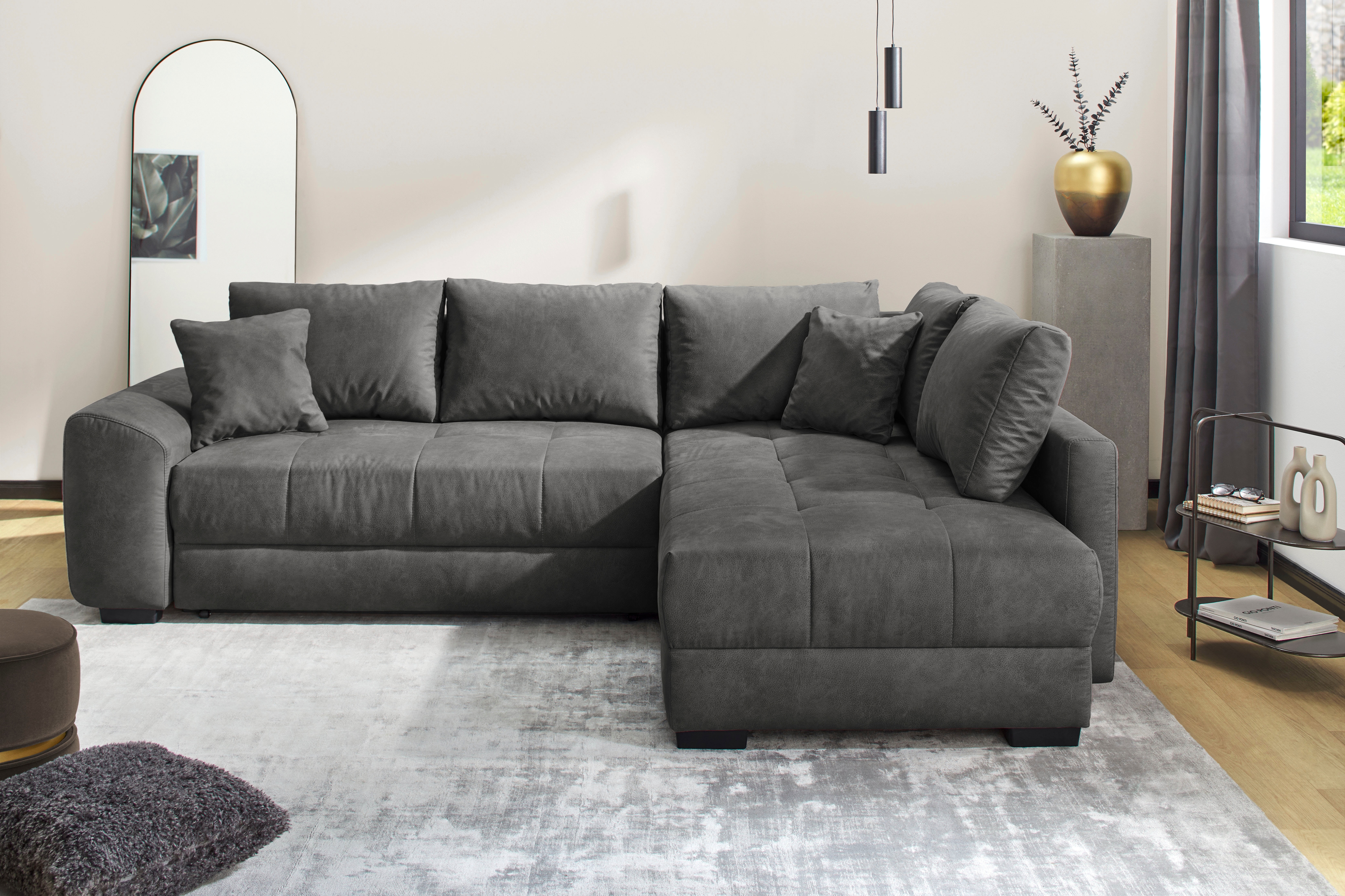 Jockenhöfer Gruppe Ecksofa "Amalfi L-Form, B: 270 cm, Liegefl. 146x224 cm, Dauerschlafsofa" Couch mit Tonnentaschen-Federkern, Topper, Bettkasten & Kissen