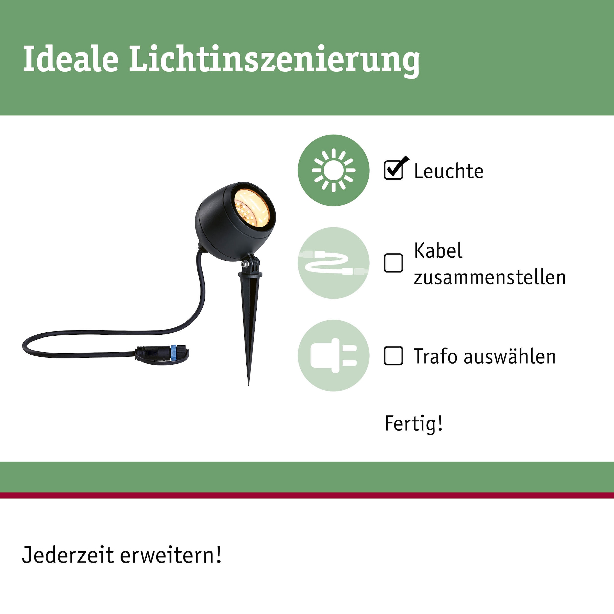 Paulmann LED Gartenleuchte »Outdoor Plug & Shine Spot Kikolo Insect friendly ZigBee« 1 Stk. Warmweiß Insektenfreundlich
