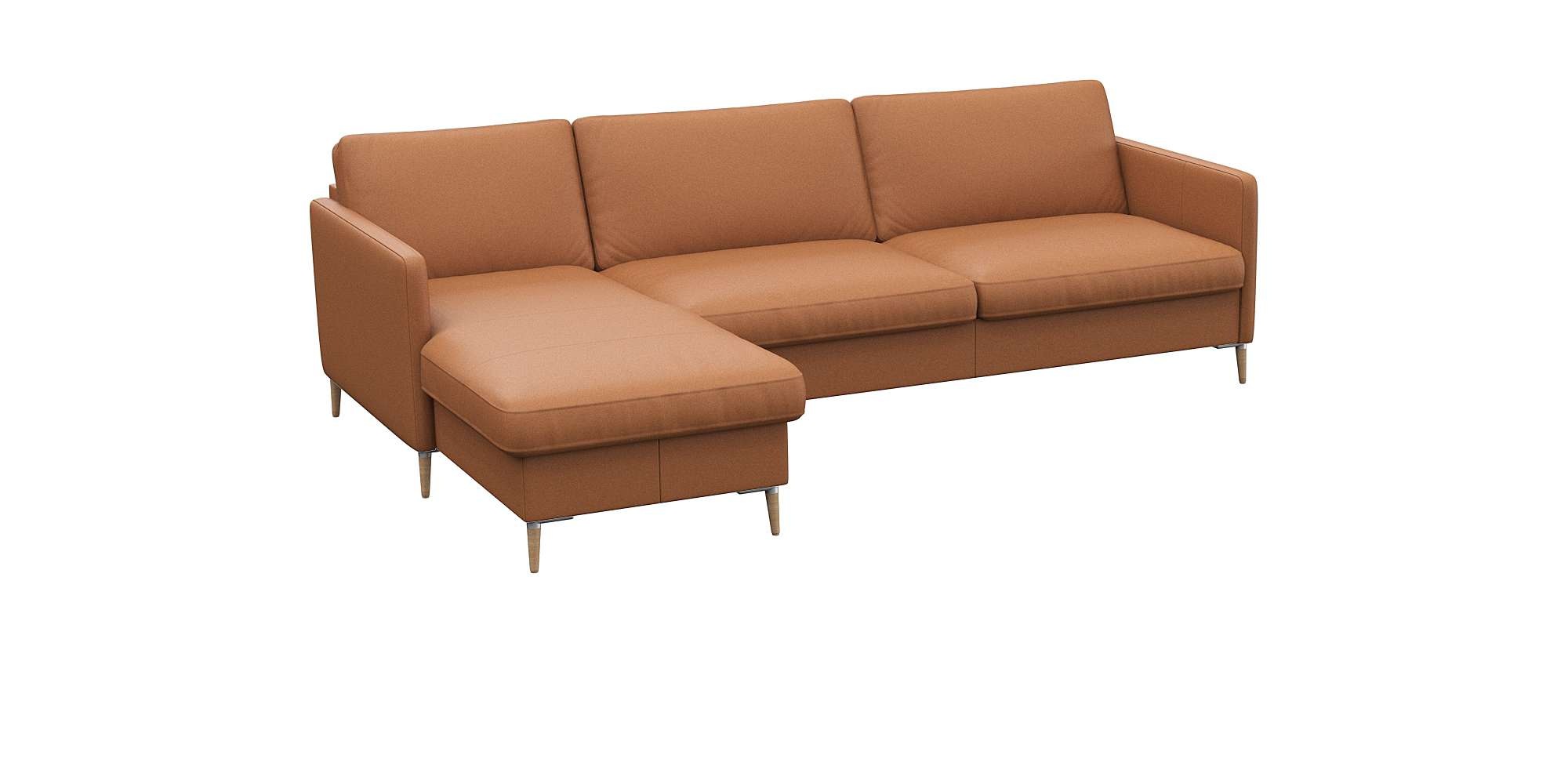 FLEXLUX Ecksofa »Fiore, super Sitzkomfort durch Kaltschaum im Sitz, L-Form«, schmale Armlehnen, Füße Alu+ Eiche