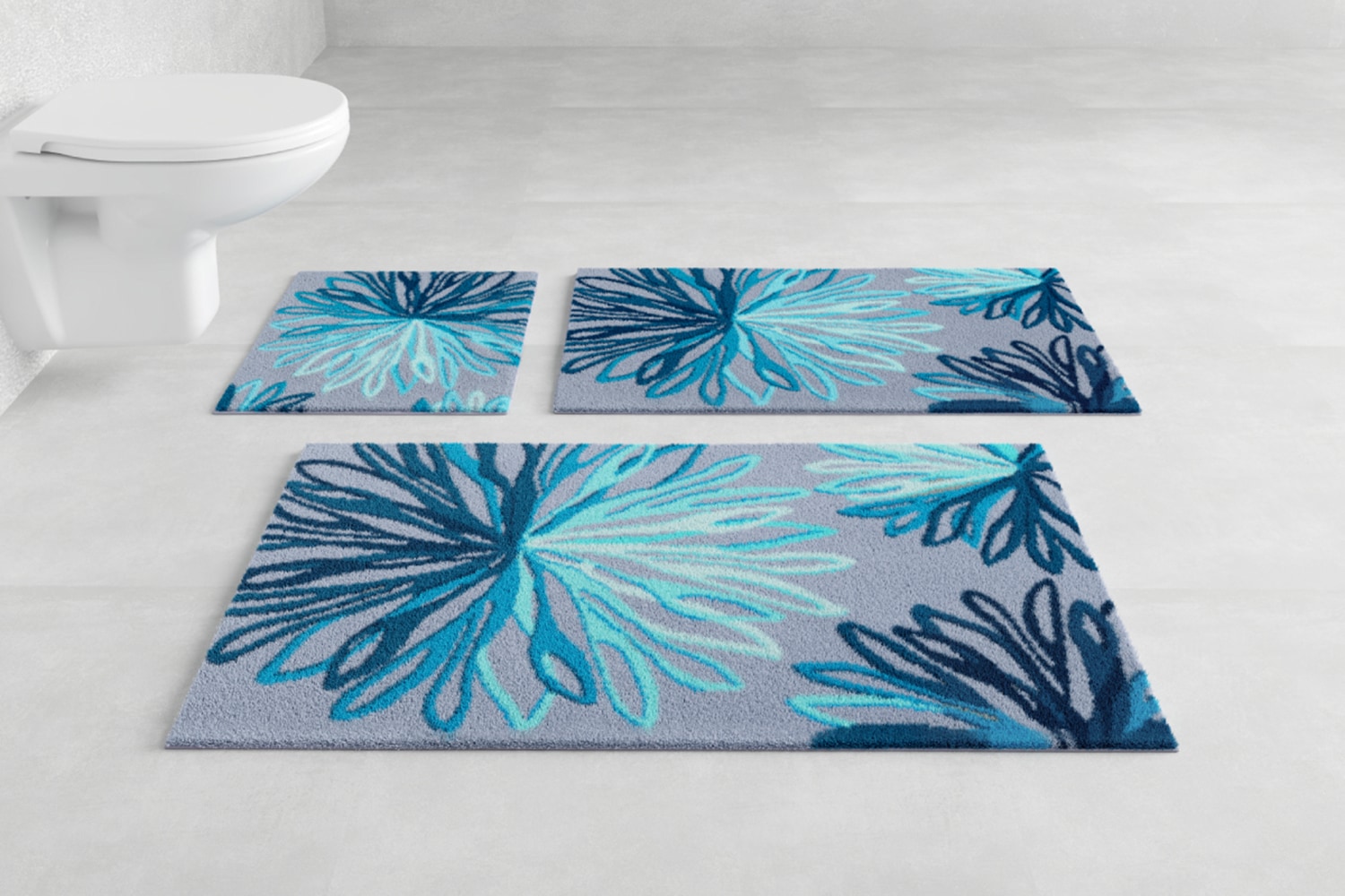 Grund "Art" Höhe 20 mm rutschhemmend beschichtet fußbodenheizungsgeeignet florales Muster, elegante Badematte