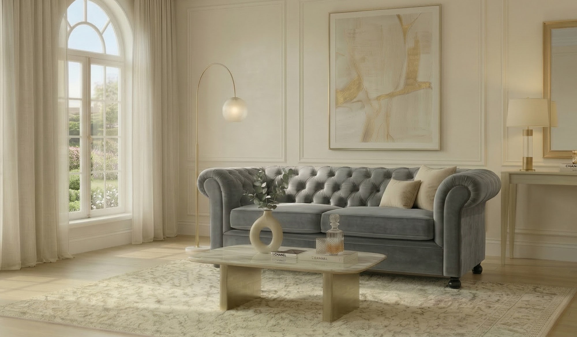 Home affaire 3-Sitzer "BRONNOY Chesterfield Sofa mit aufwendiger Knopfheftung, Breite 193 cm" Sofa mit geschwungenen Armlehnen, Chesterfield-Optik, Glamour