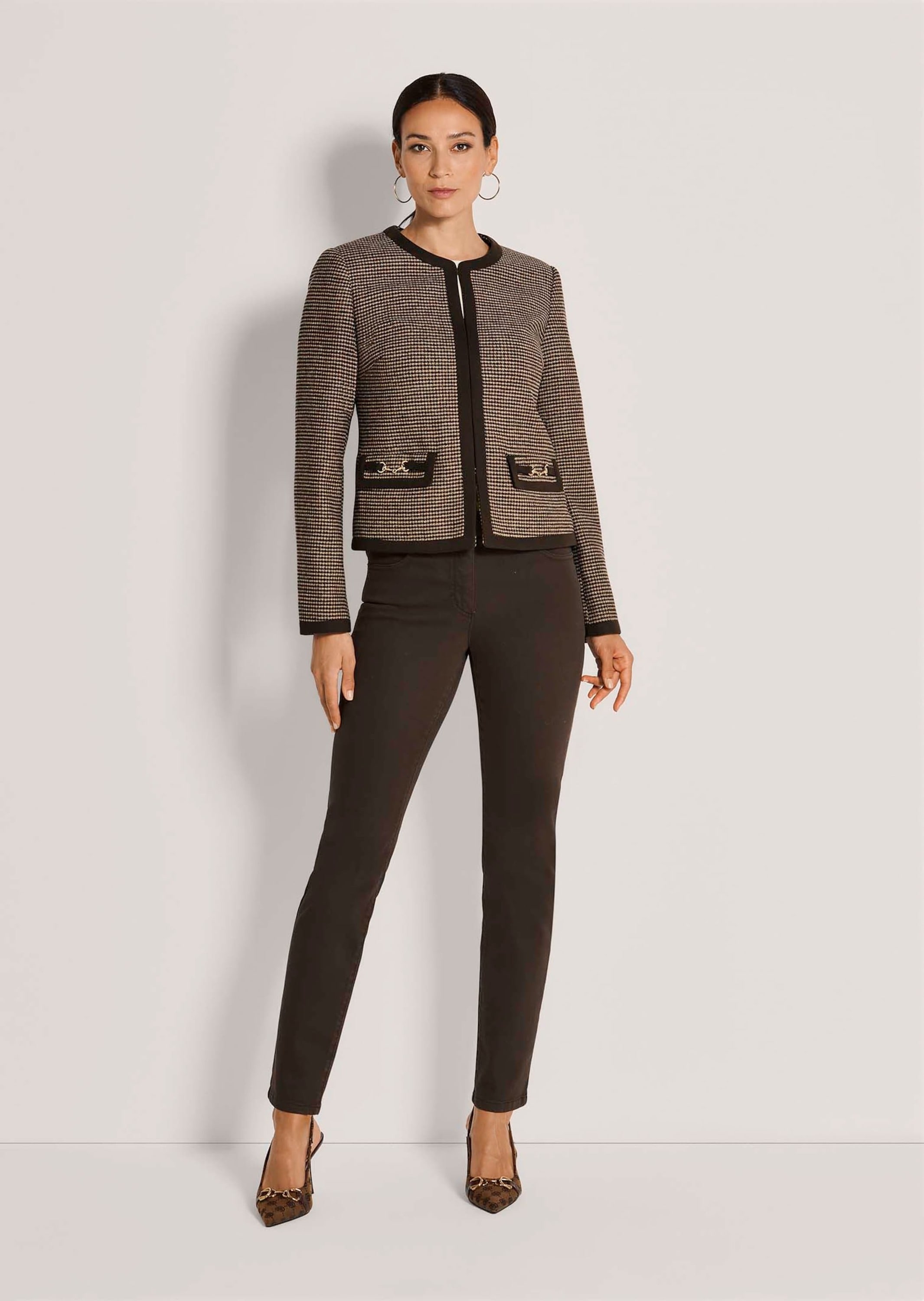 MADELEINE Jackenblazer »Blazer Kragenloser Pepita-Blazer«
