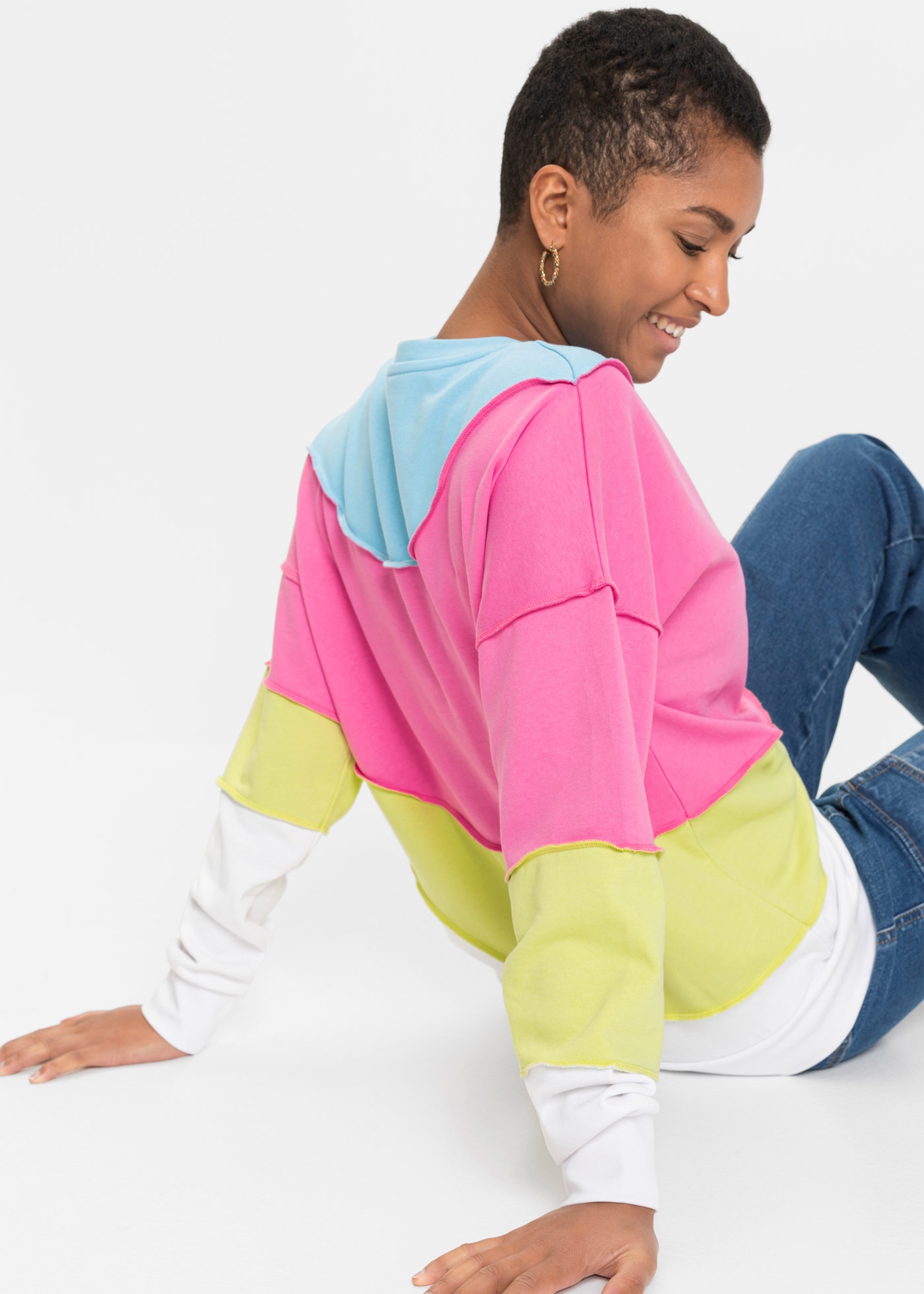 bonprix Sweatshirt , Oversize-Passform, Langarm, aus Baumwolle und Polyester
