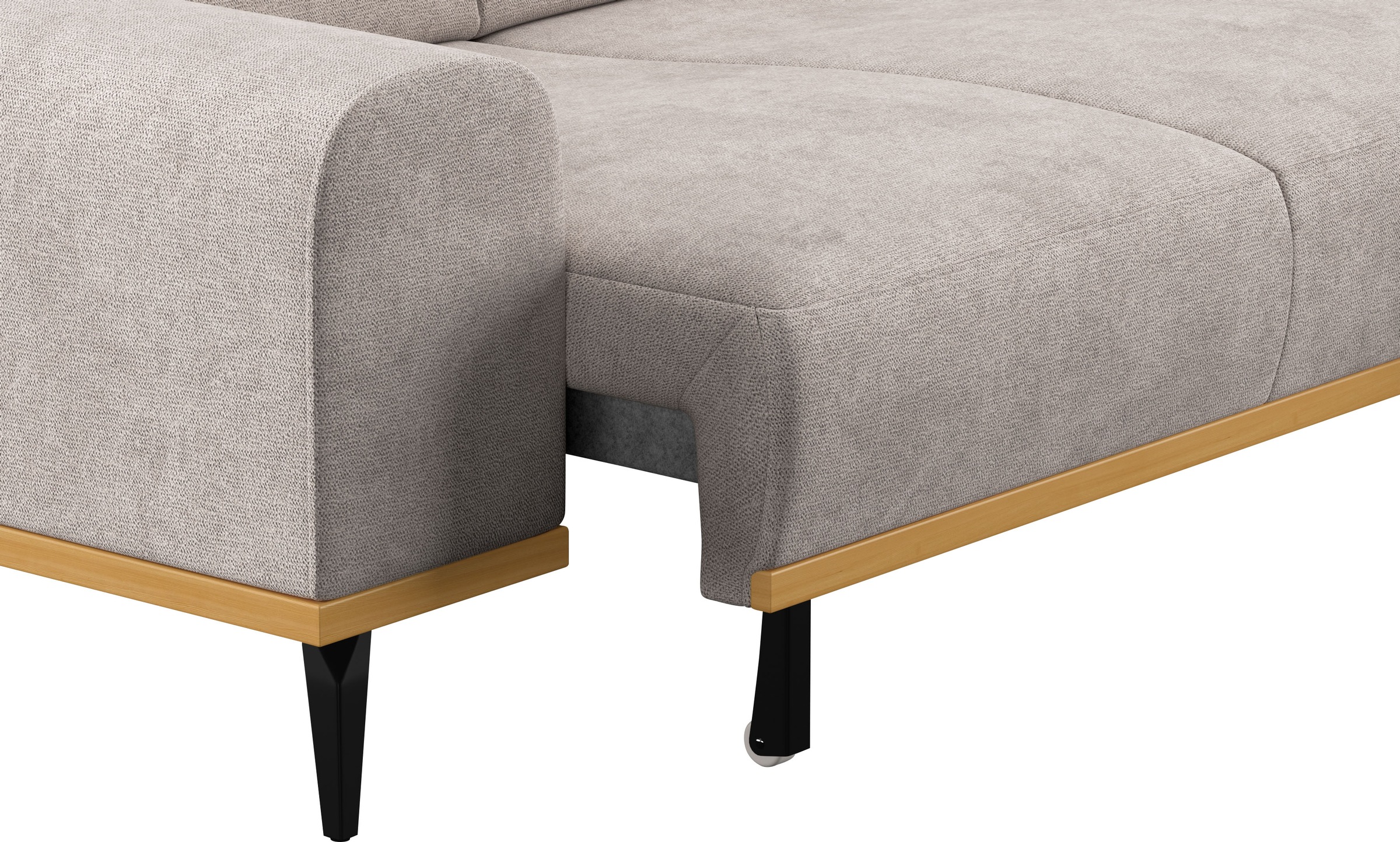 Places of Style Ecksofa »Carlo L-Form«, mit Kopfteilverstellung & Holz-Rahmenoptik, optional Relaxfunktion
