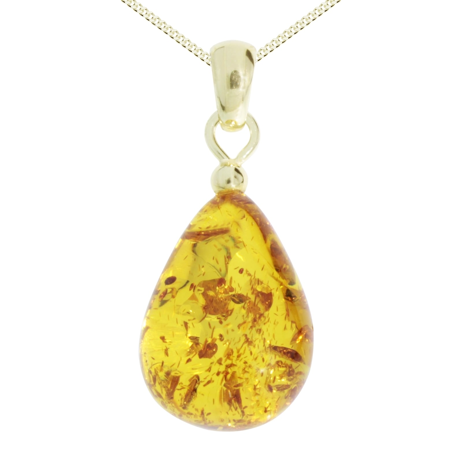 Kette und Anhänger Set OSTSEE-SCHMUCK "- Tropfen ca. 20 mm lang - Gold 333/000 - Bernstein" Gr. 42, gold (gold 333, goldfarben, gelb), Schmuck_Sets, Damen, 42, Gelbgold 333