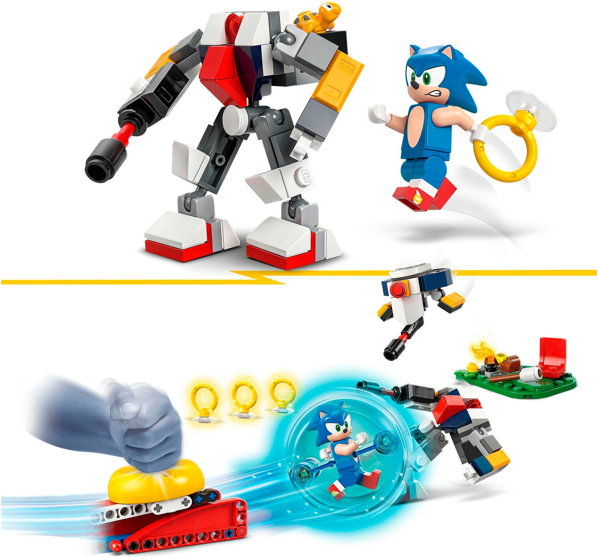LEGO® Konstruktionsspielsteine »Sonics Showdown am Lagerfeuer (77001), LEGO Sonic«, (177 St.), Made in Europe