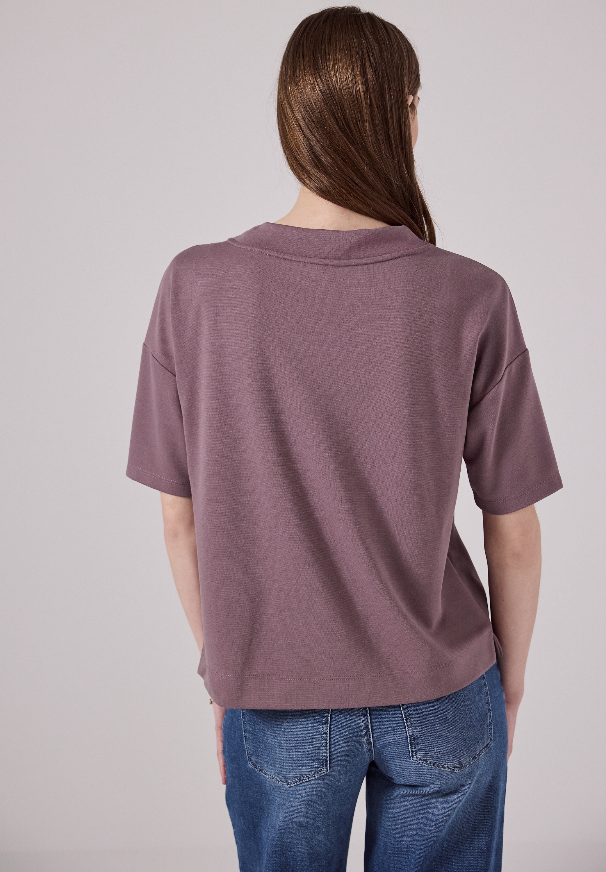 STREET ONE STUDIO T-Shirt, mit Tunnelzugband am Kragen