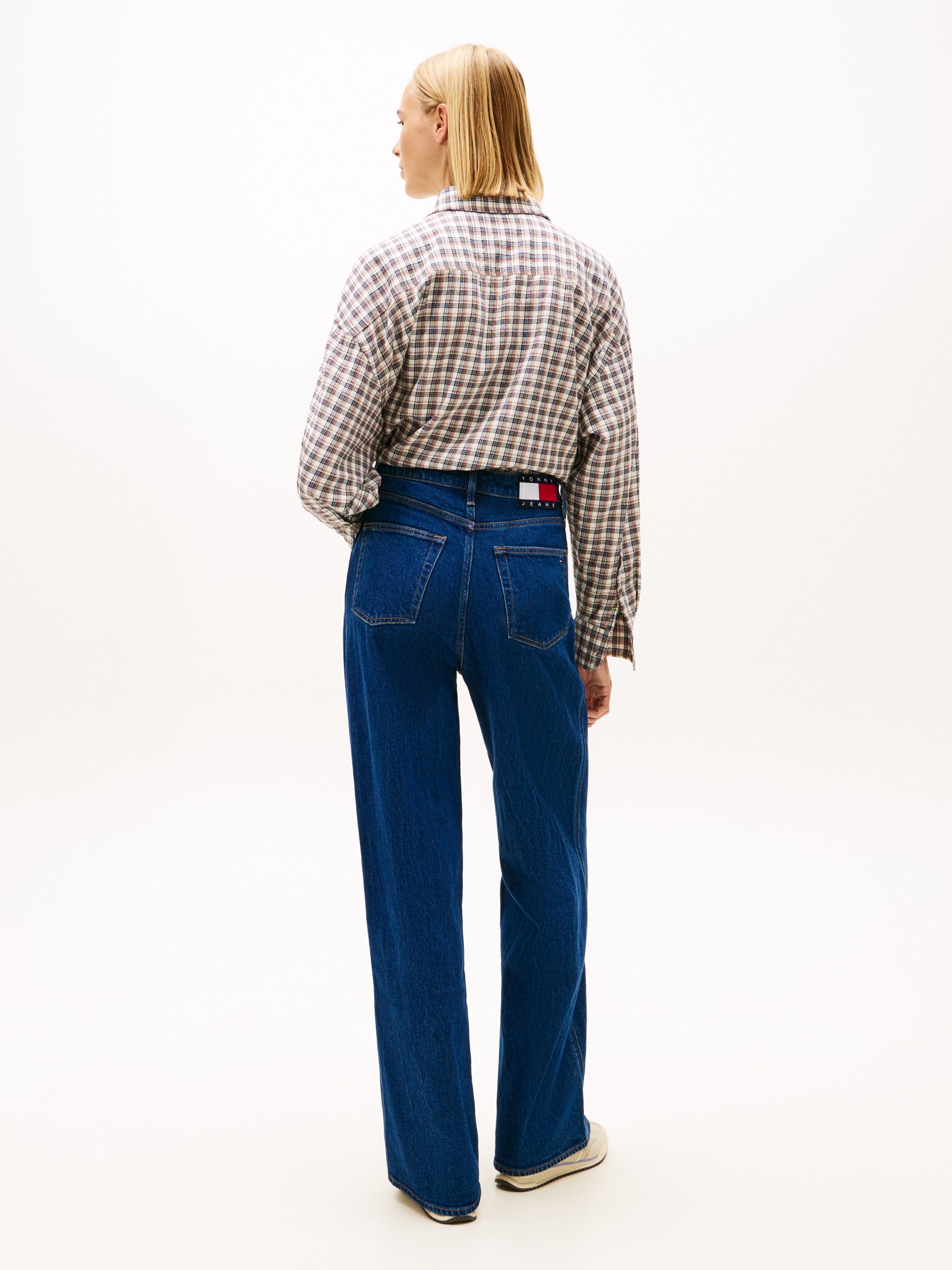 Loose-fit-Jeans TOMMY JEANS "CLAIRE HR WD", Damen, Gr. 32, Länge 32, denim schwarz, Denim/Jeans, Obermaterial: 99% Baumwolle, 1% Elasthan, Abriebeffekte, weit knöchellang, Jeans 3