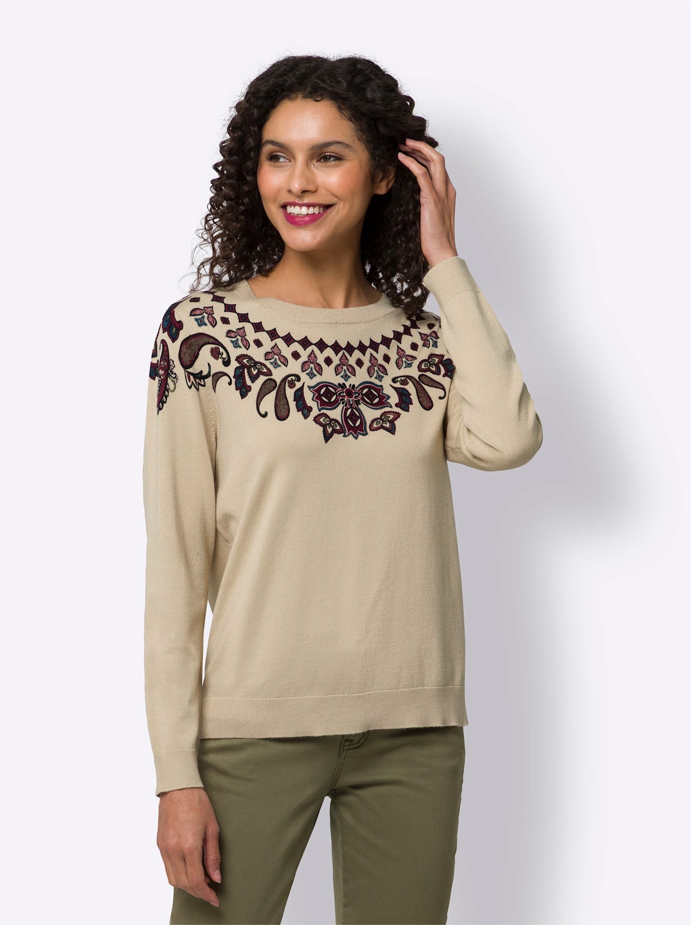 heine Strickpullover "Druck-Pullover" günstig online kaufen