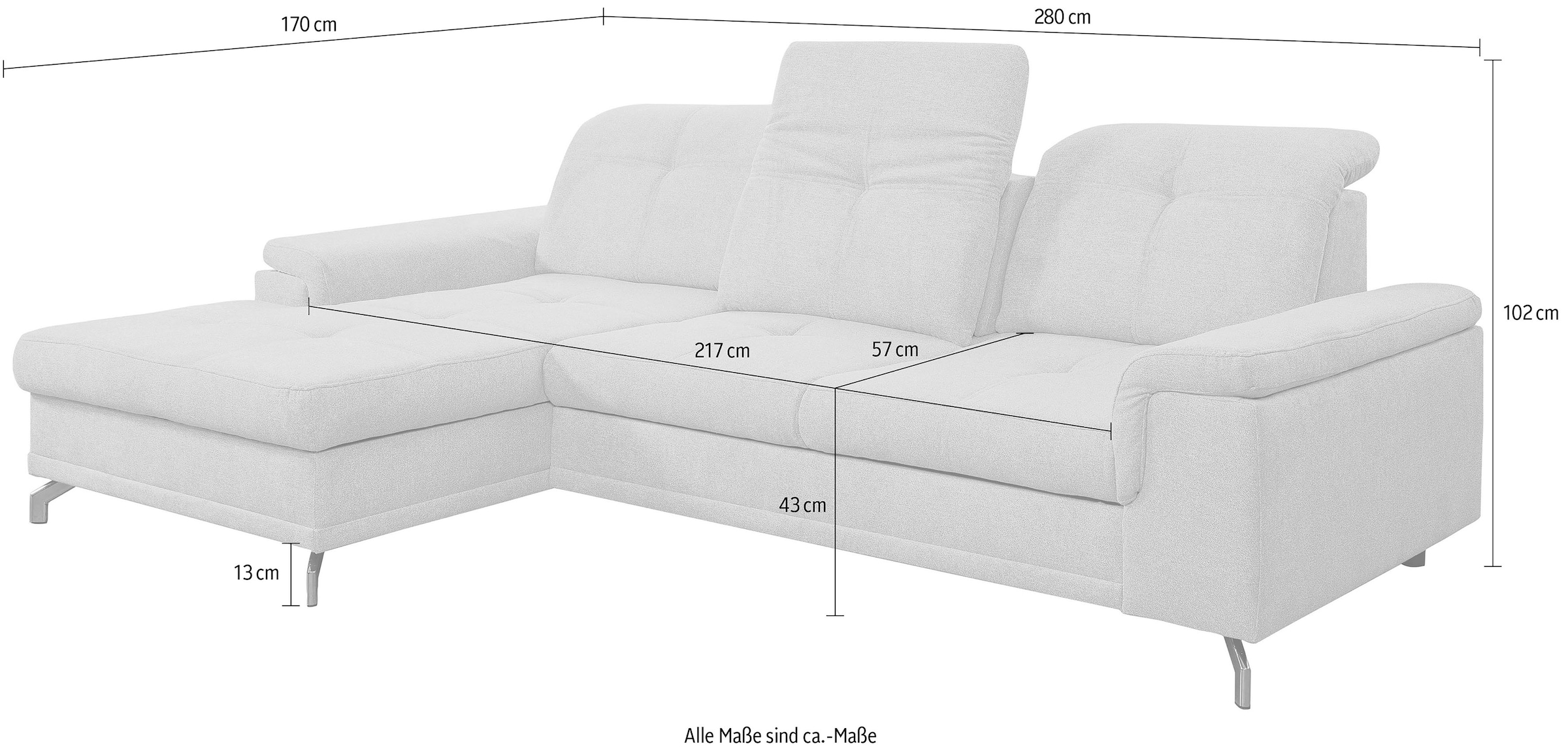 WERK2 Ecksofa »Meran L-Form«, Schlafsofa mit Sitztiefenverstellung & verstellbaren Kopfteilen