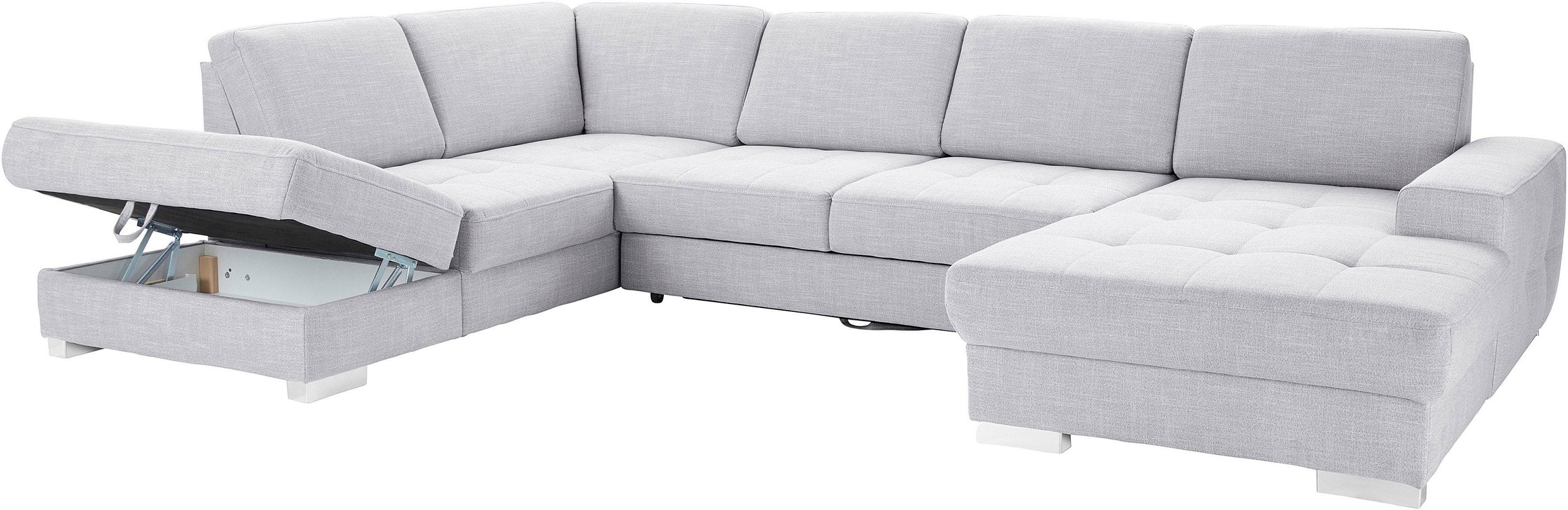 Wohnlandschaft SIT & MORE "Santorini U-Form", silber, B:340cm H:82cm T:224cm, Luxus-Microfaser ALTARA NUBUCK (100% Polyester) / Struktur (100% Polyester);Flachgewebe (100% Polyester) / Struktur (100% Polyester), Sofas, Wohnlandschaft, mit Federkern und Si 3