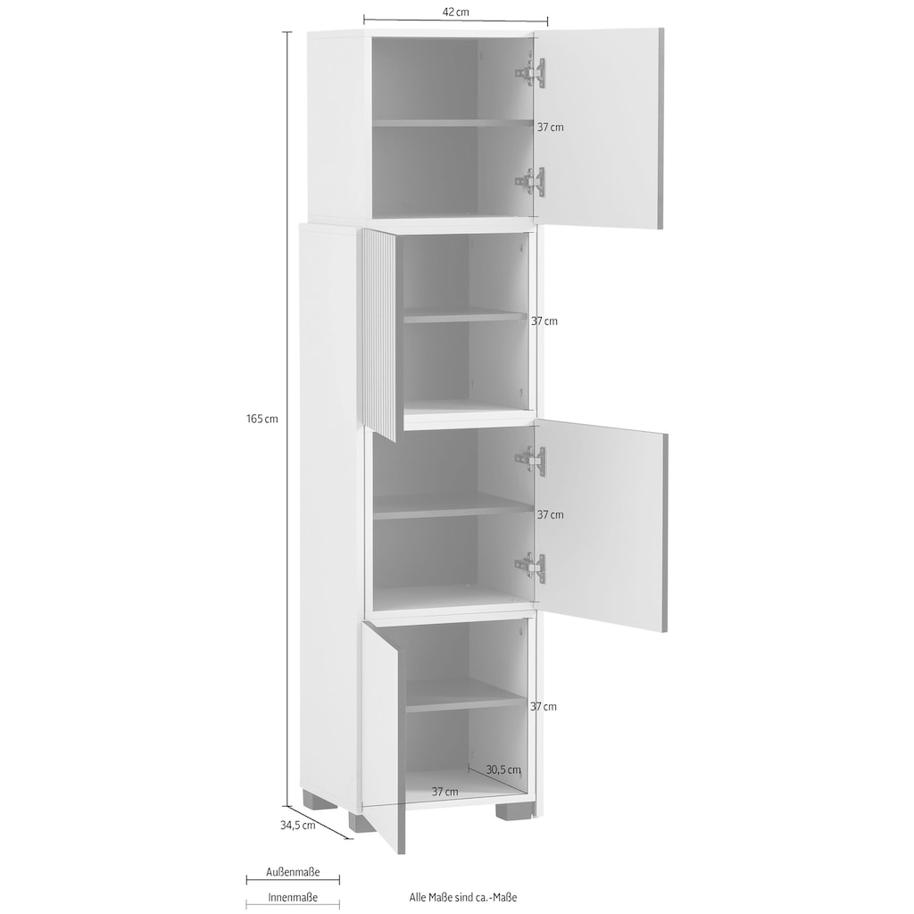 Schildmeyer Schieberegal »Alexa, Breite variabel von 40 bis 70 cm«, Türfront mit Akustikprint, grifflose Öffnung