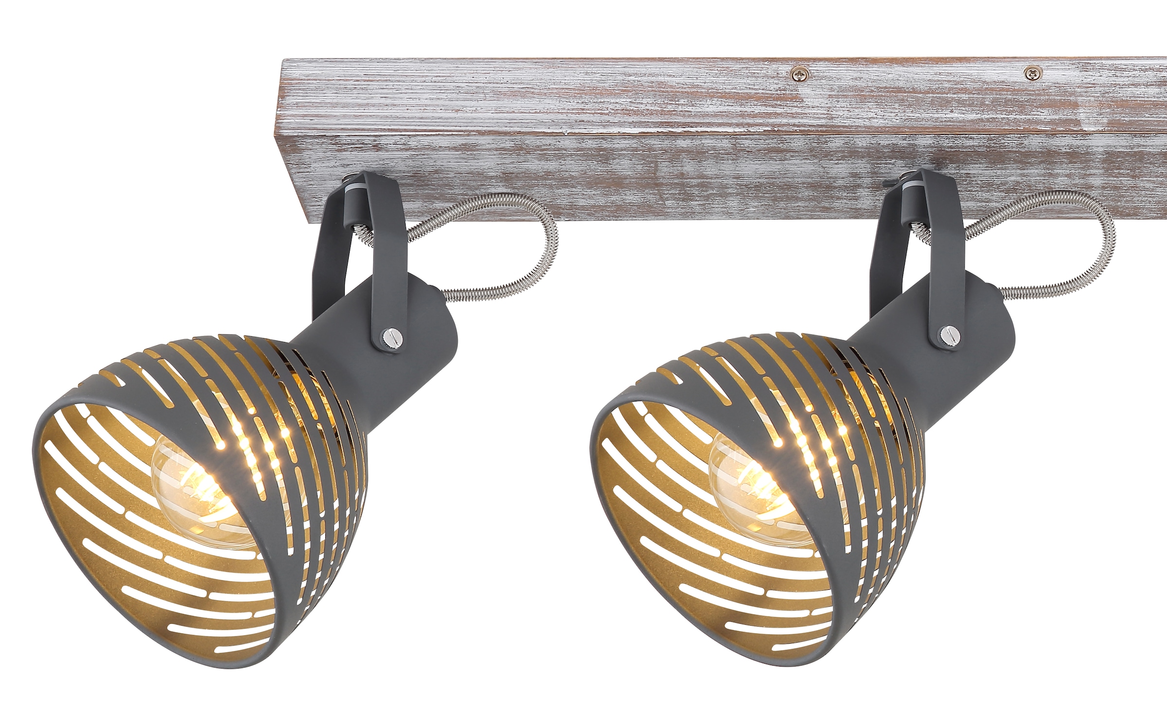 GLOBO LIGHTING Deckenspot »MORI« E27 1 Stk. Weiß getünchter Holz-Strahler mit blauen Metall-Schirmen