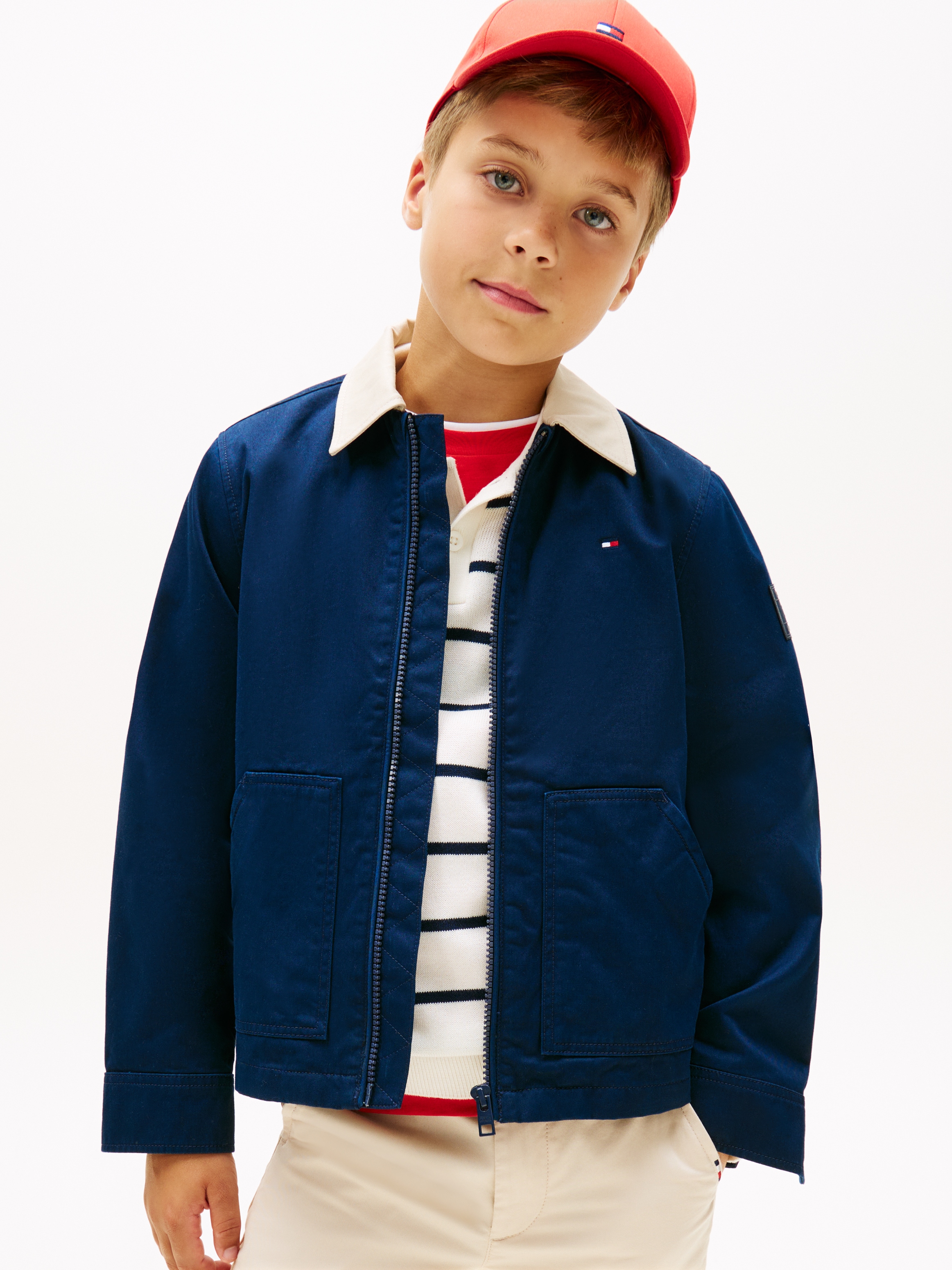 Tommy Hilfiger Blouson "CONTRAST COLLAR COTTON JACKET" ohne Kapuze Kinder bis 16 Jahre, regular fit