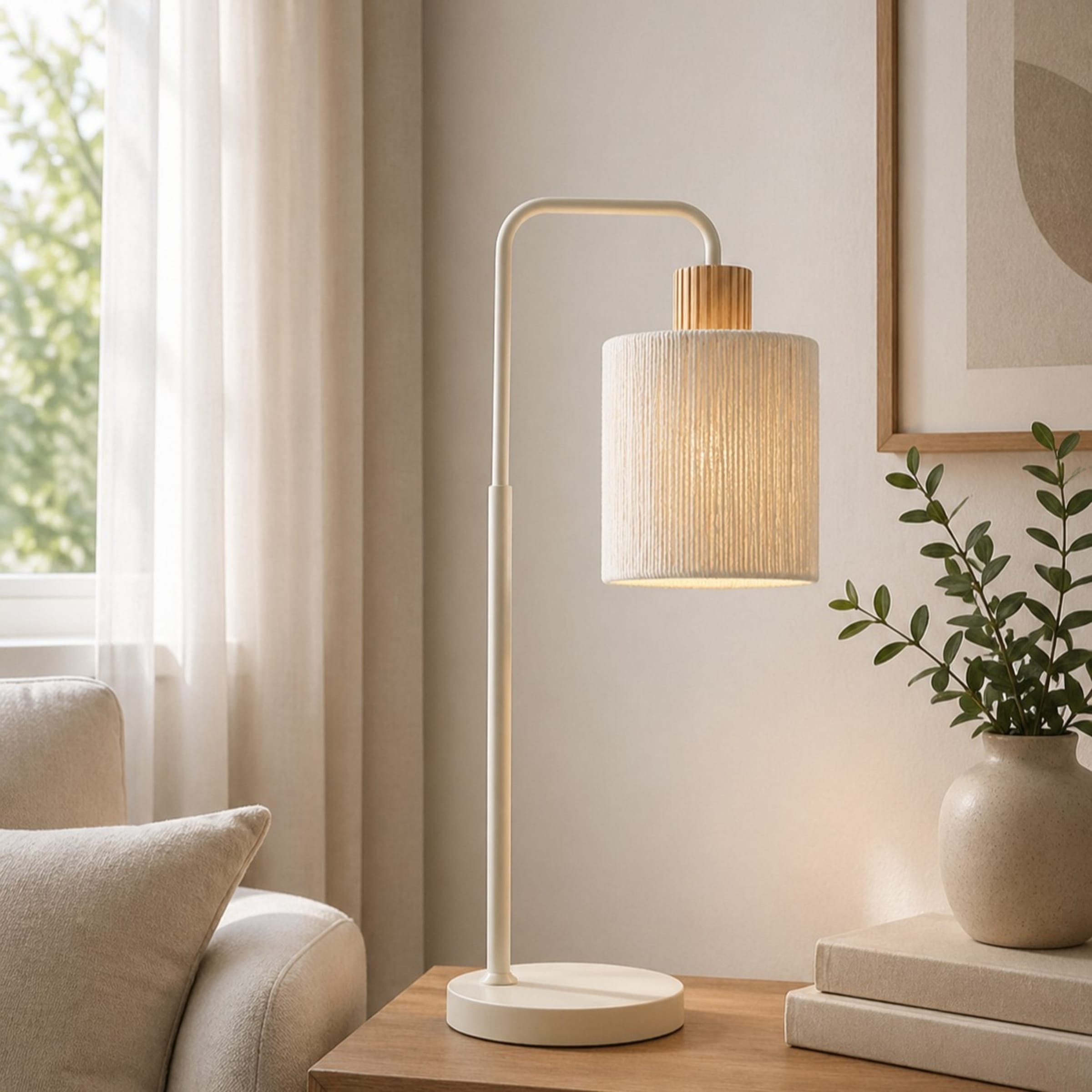 Brilliant Tischleuchte »Arlo« E27 1 Stk. E27 Fassung, 58 x 28 x 18 cm, Metall/Holz/Textil, beige
