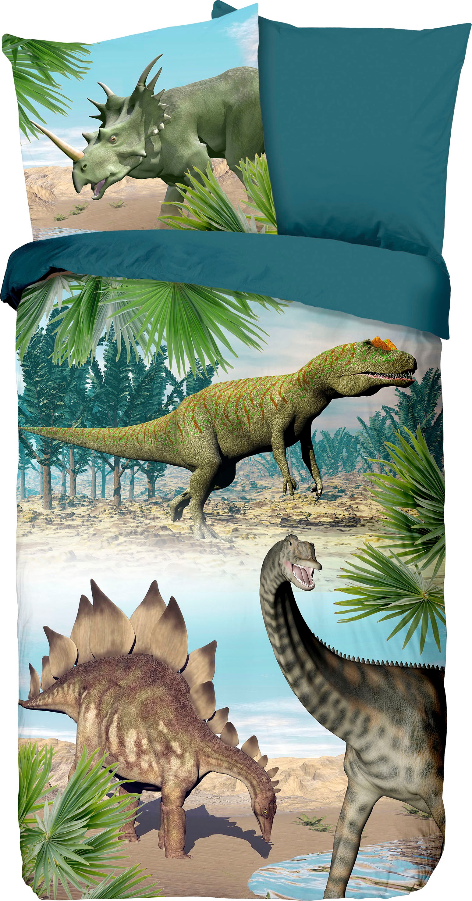 good morning Babybettwäsche "Dino" 2 Stk. 100% Baumwolle, Renforcé, Reißver günstig online kaufen