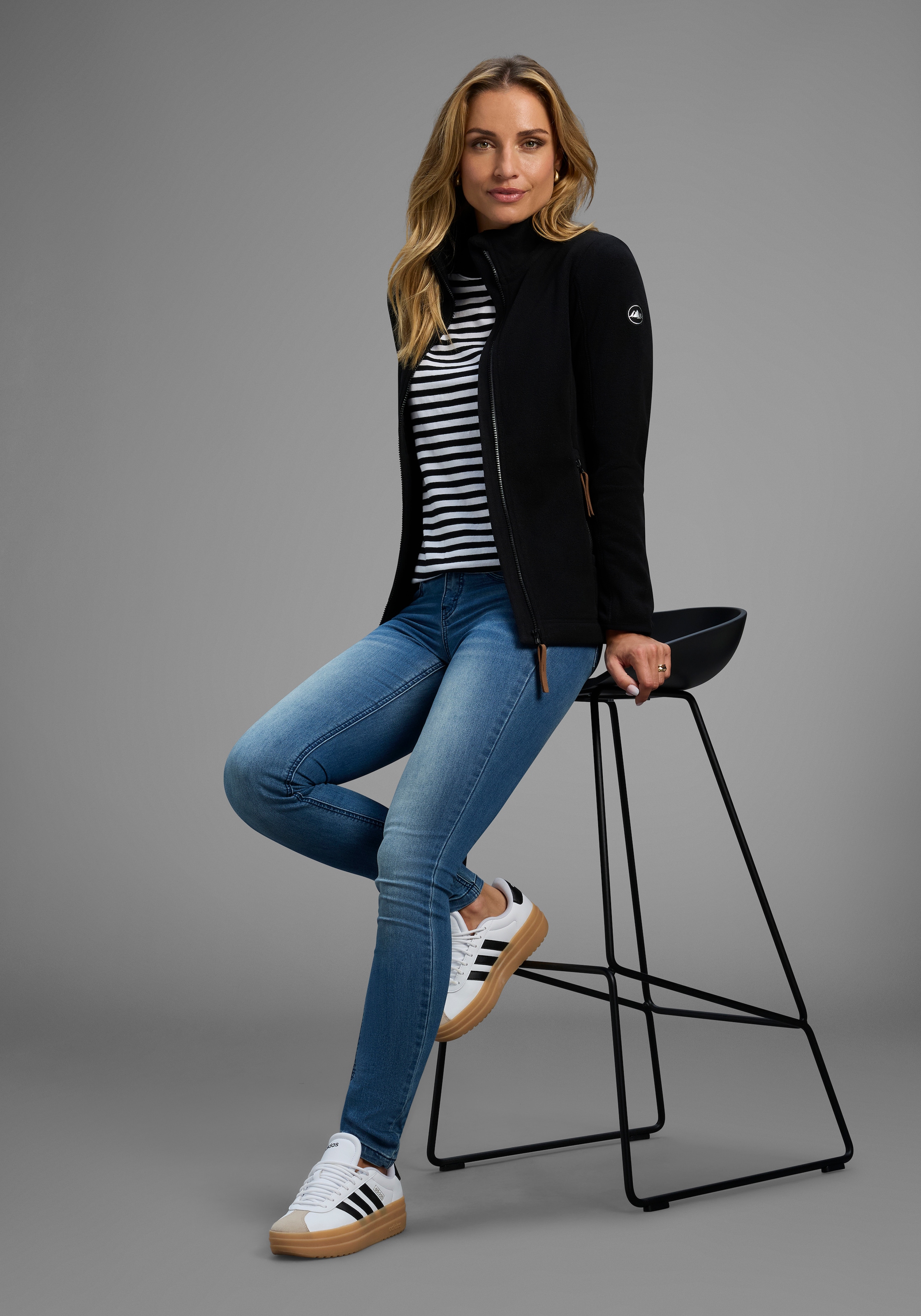 Polarino Fleecejacke, ohne Kapuze, für kalte Tage, aus Fleece, lässiger Look