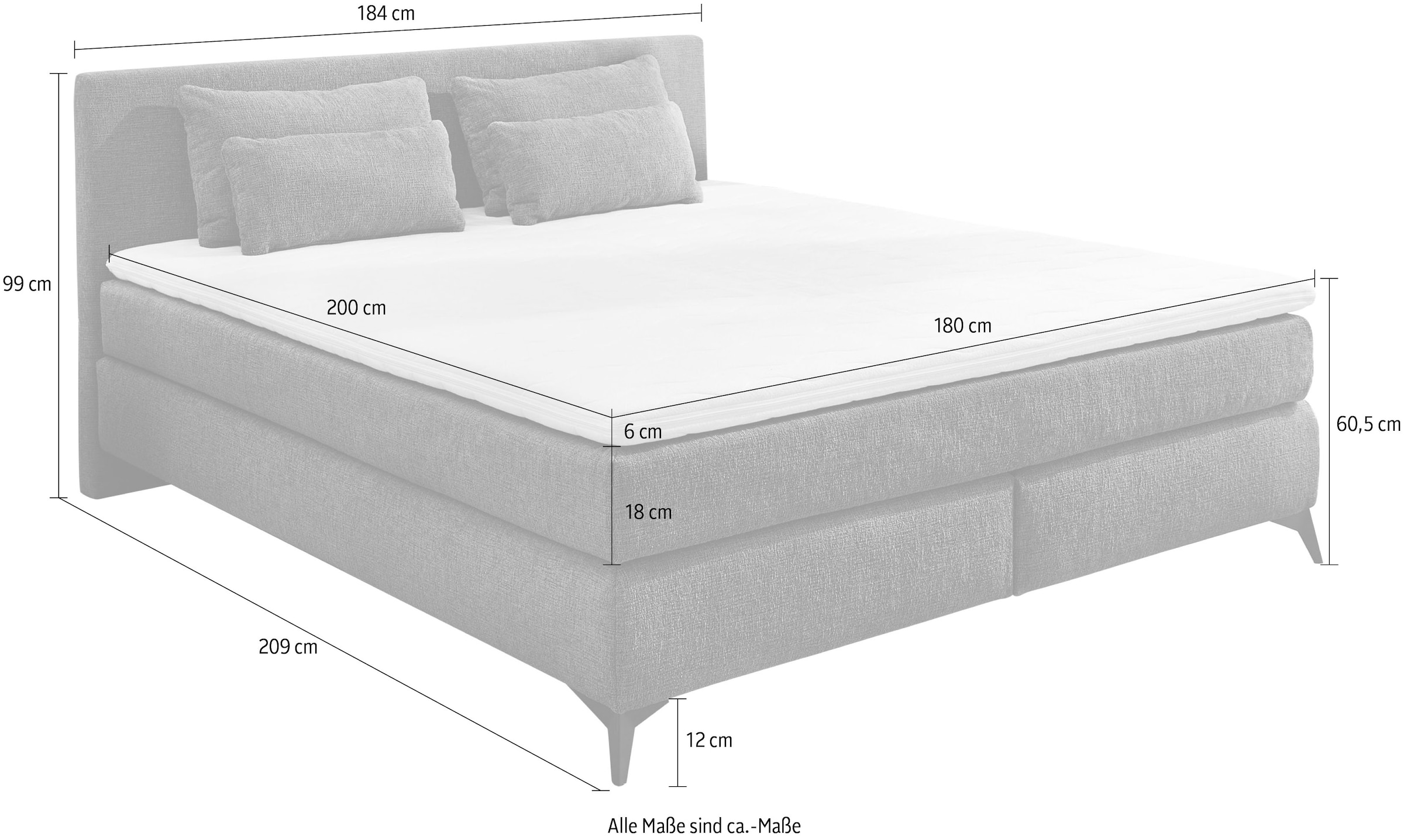 Jockenhöfer Gruppe Boxspringbett »Paulina, inkl. Topper und Kissen, Härtegrade wählbar«, 140x200 cm oder 180x200cm