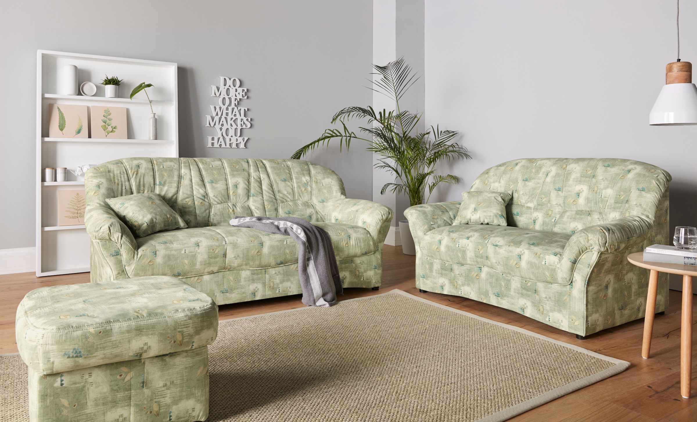 DOMO collection "Bahia belastbar bis 140kg/ Sitz, mit Federkern" Set, Microfaser MELROSE, mocca