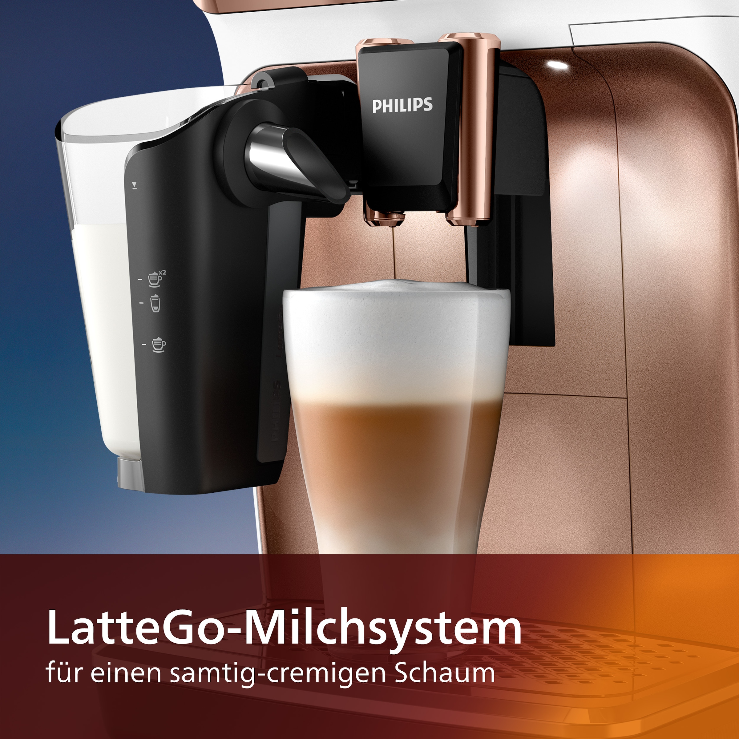 und LatteGo-Milchsystem | »EP5443/70 12 Series«, TFT-Display mit Kaffeespezialitäten, BAUR Kaffeevollautomat Philips 5400