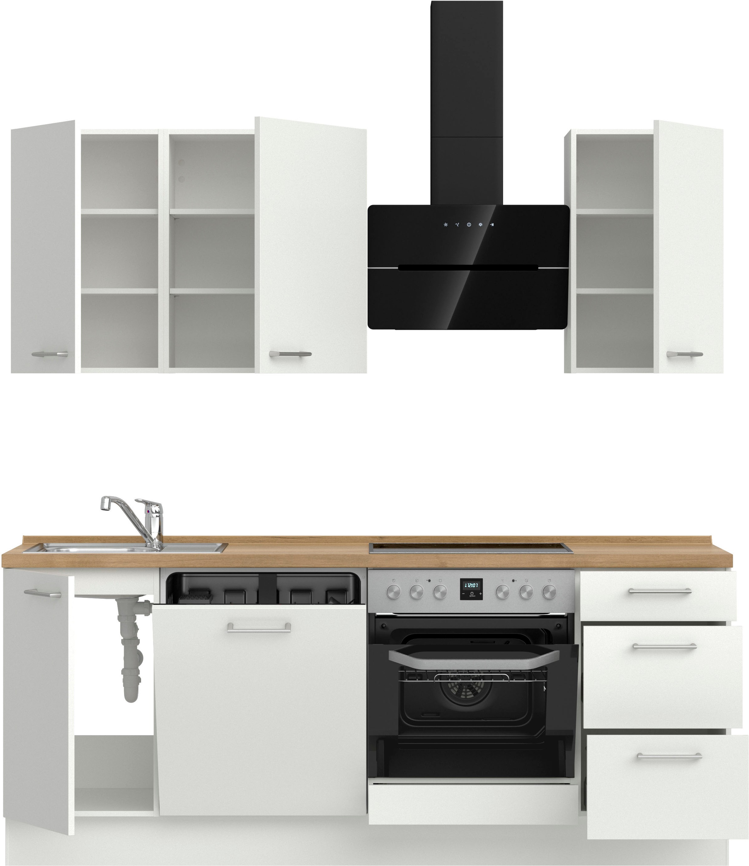 nobilia® Küchenzeile »"Laser II"«, vormontiert, Ausrichtung wählbar, Breite 210 cm, wahlw. mit E-Geräten