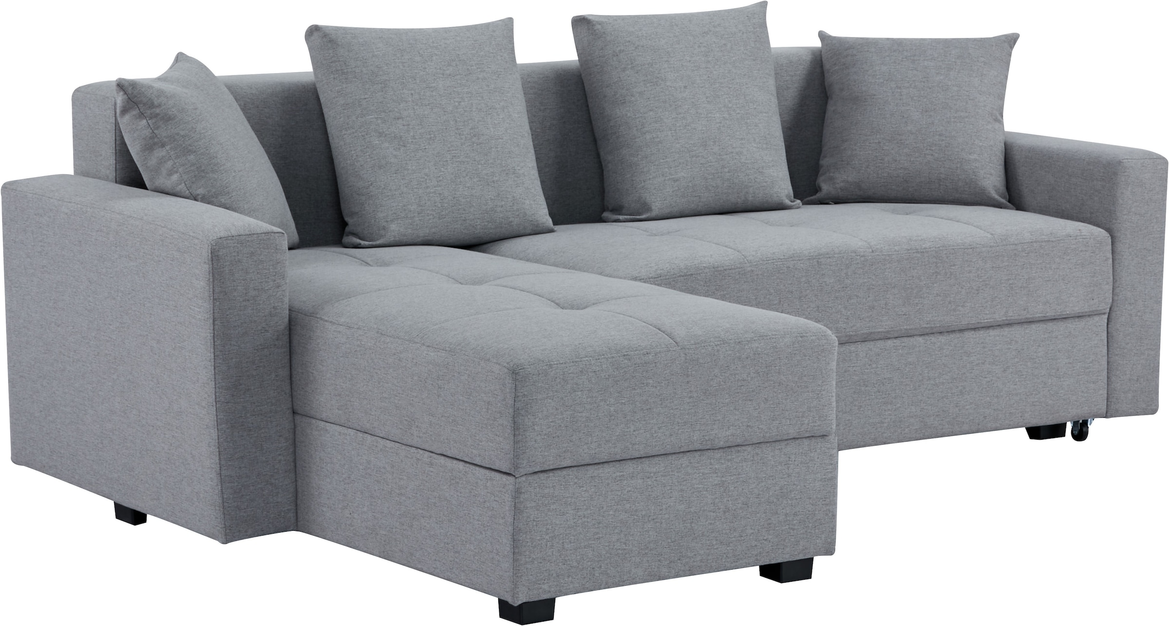 INOSIGN Ecksofa »KILLAM, 217 cm, L-Form, mit Schlaffunktion u. Bettkasten«, Recamiere rechts / links montierbar, in Cord und Webstoff