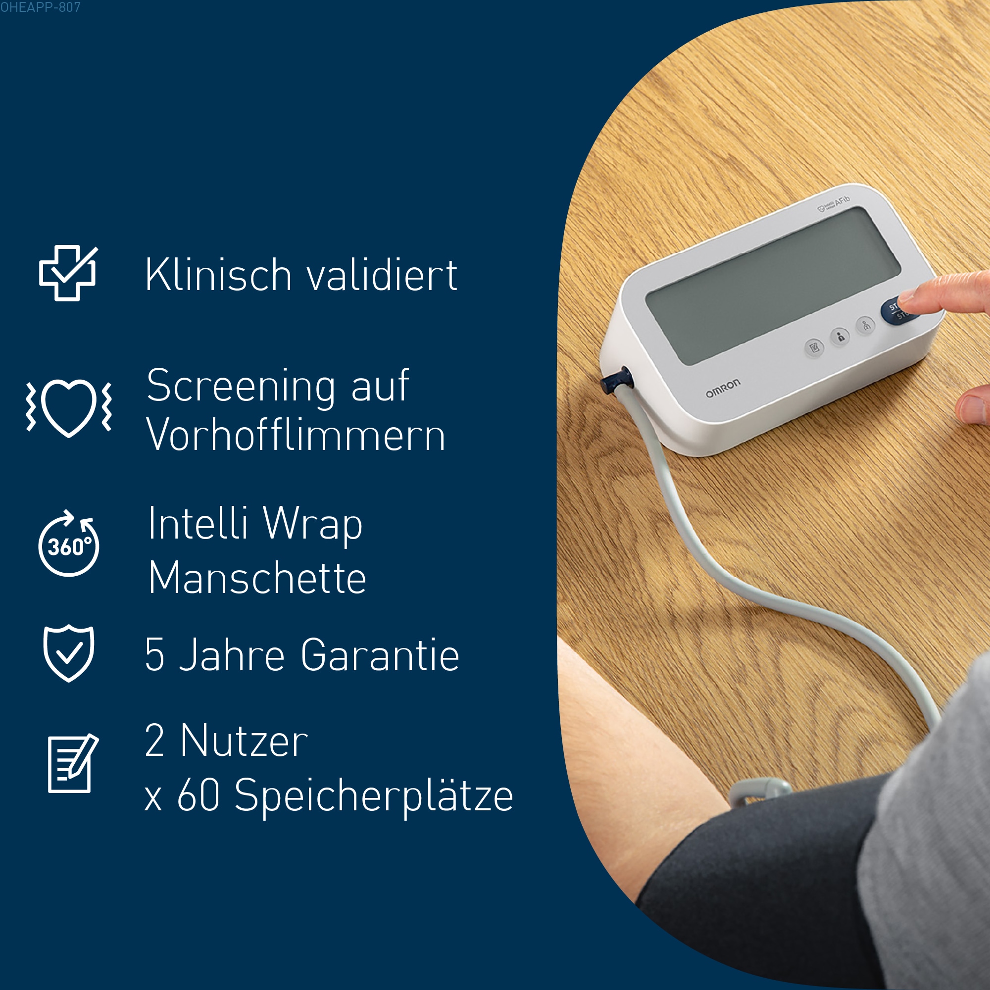 Omron Oberarm-Blutdruckmessgerät »X3 Comfort AFib, 2 Nutzer, mit AFib-Screening bei jeder Messung«