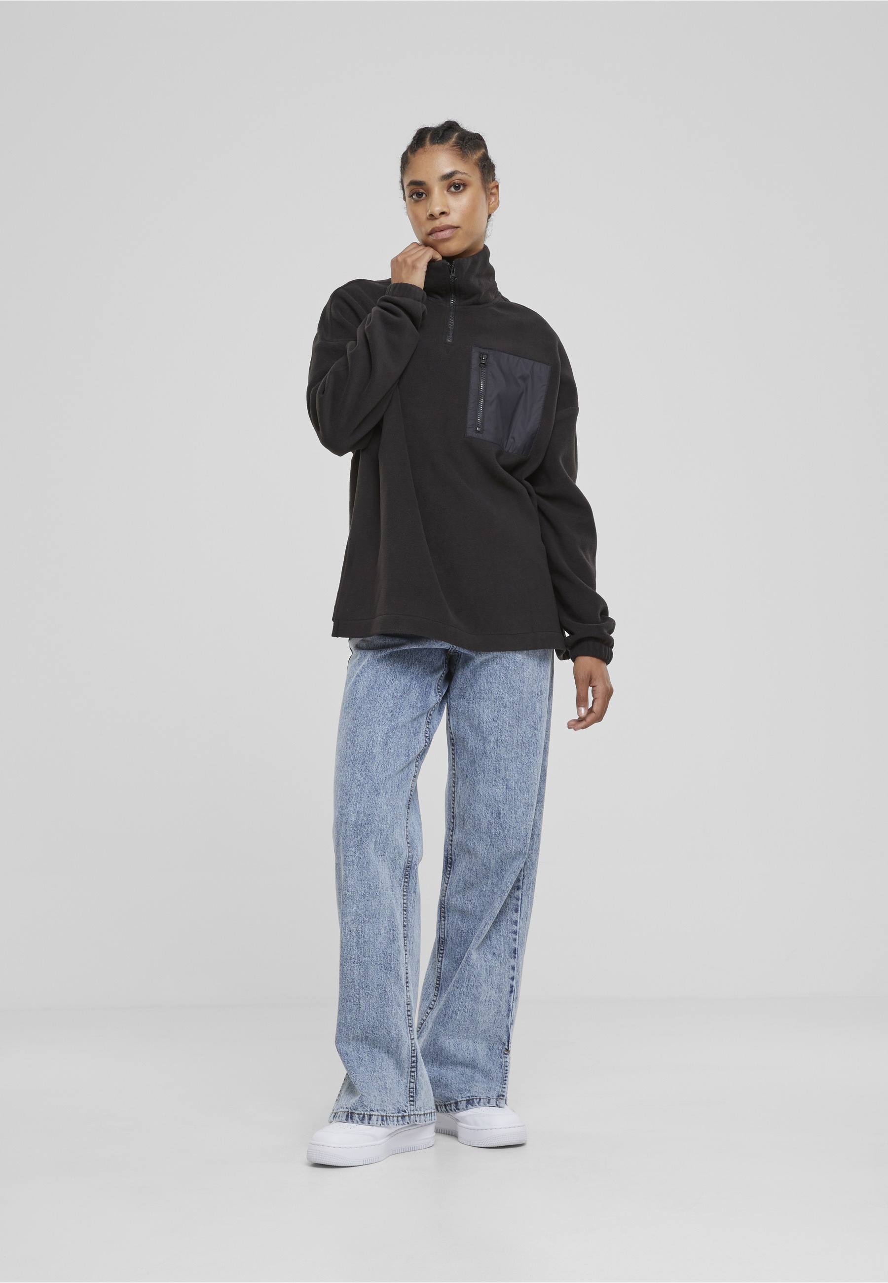 URBAN CLASSICS Sweater »Urban Classics Damen Ladies Polar Fleece Troyer«
