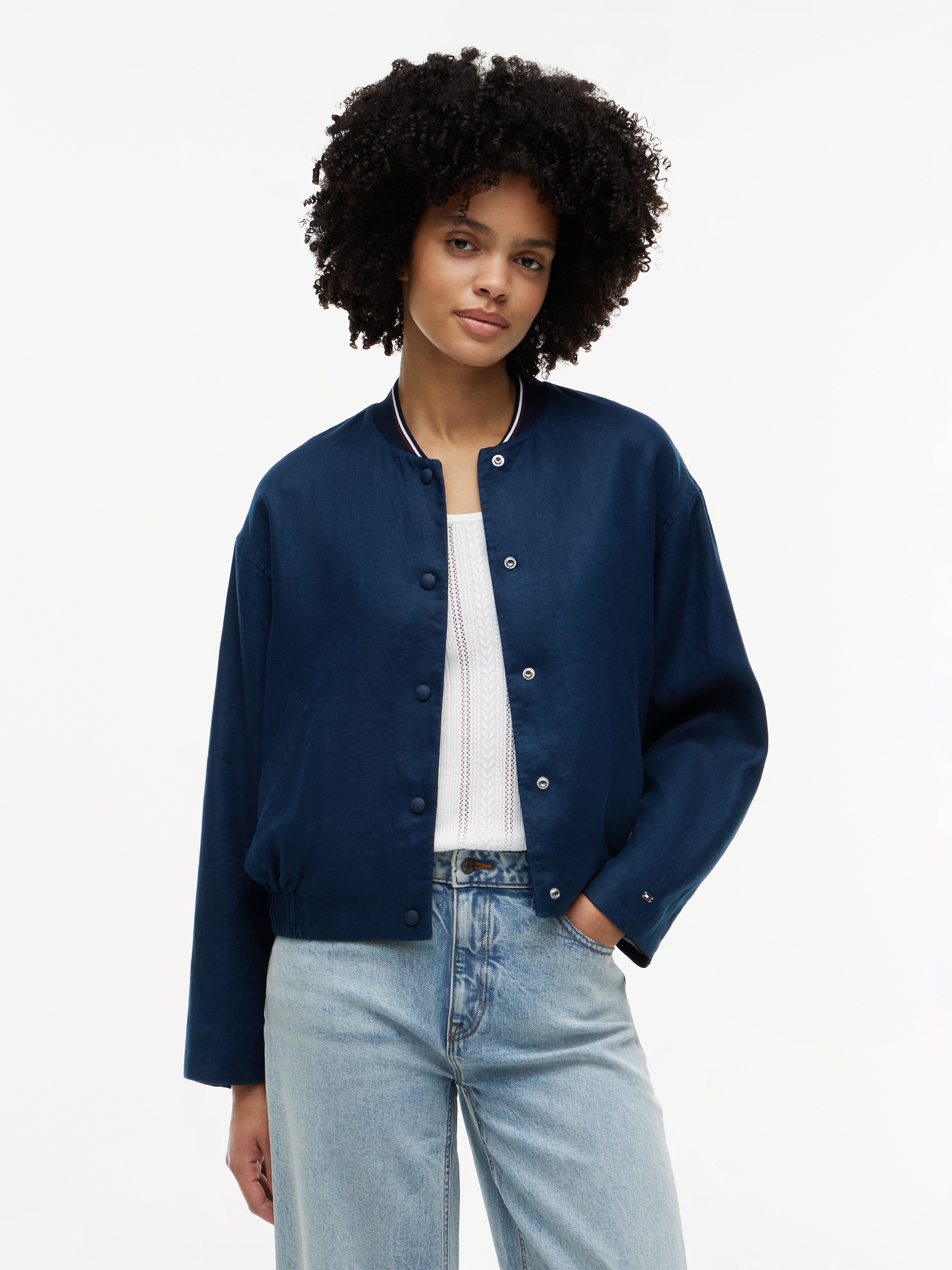 Tommy Hilfiger Bomberjacke "RWB LINEN BOMBER" Leinen