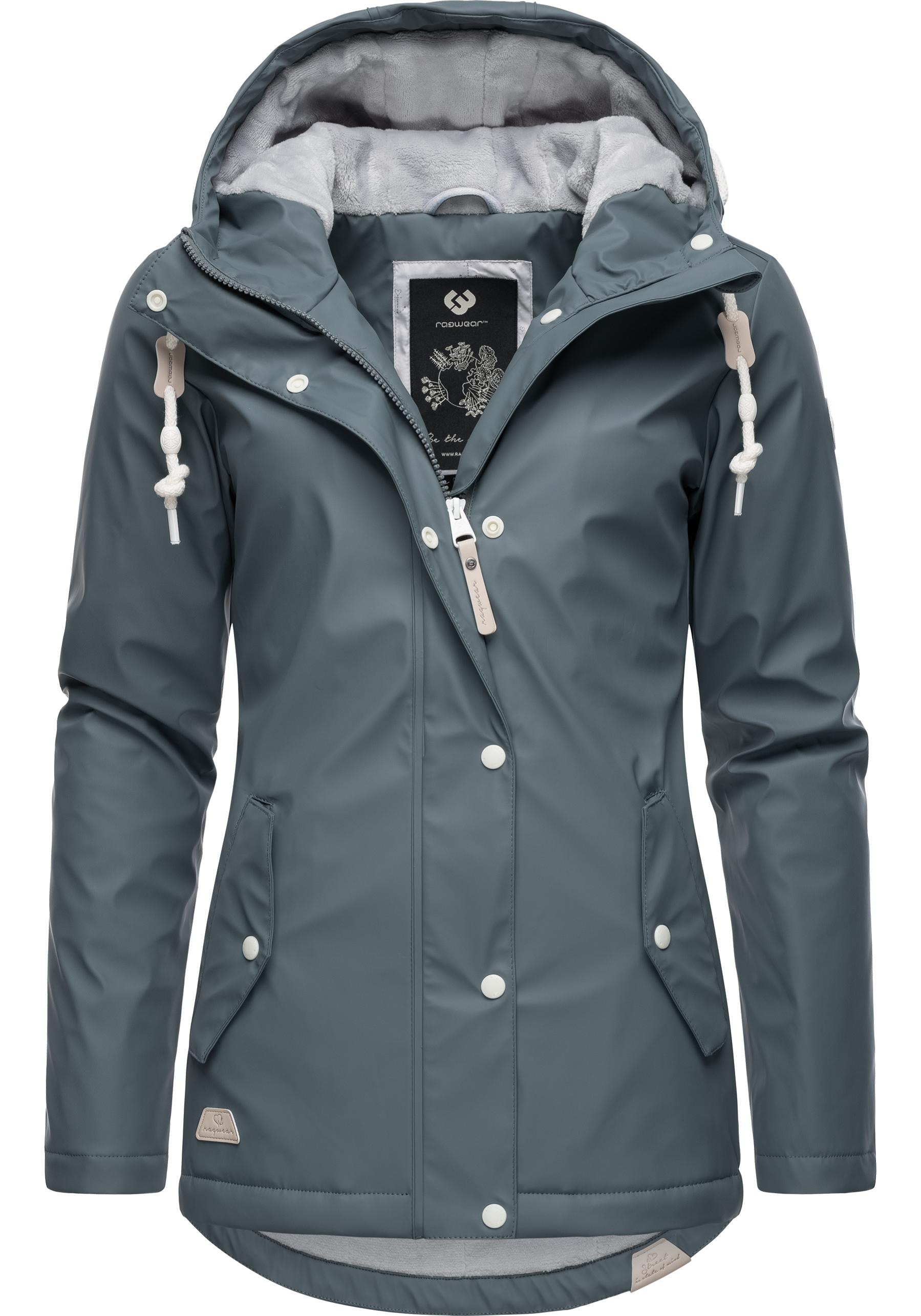 Ragwear Regenjacke »Marge«, mit Kapuze, warm gefütterter Damen Winter Regenmantel