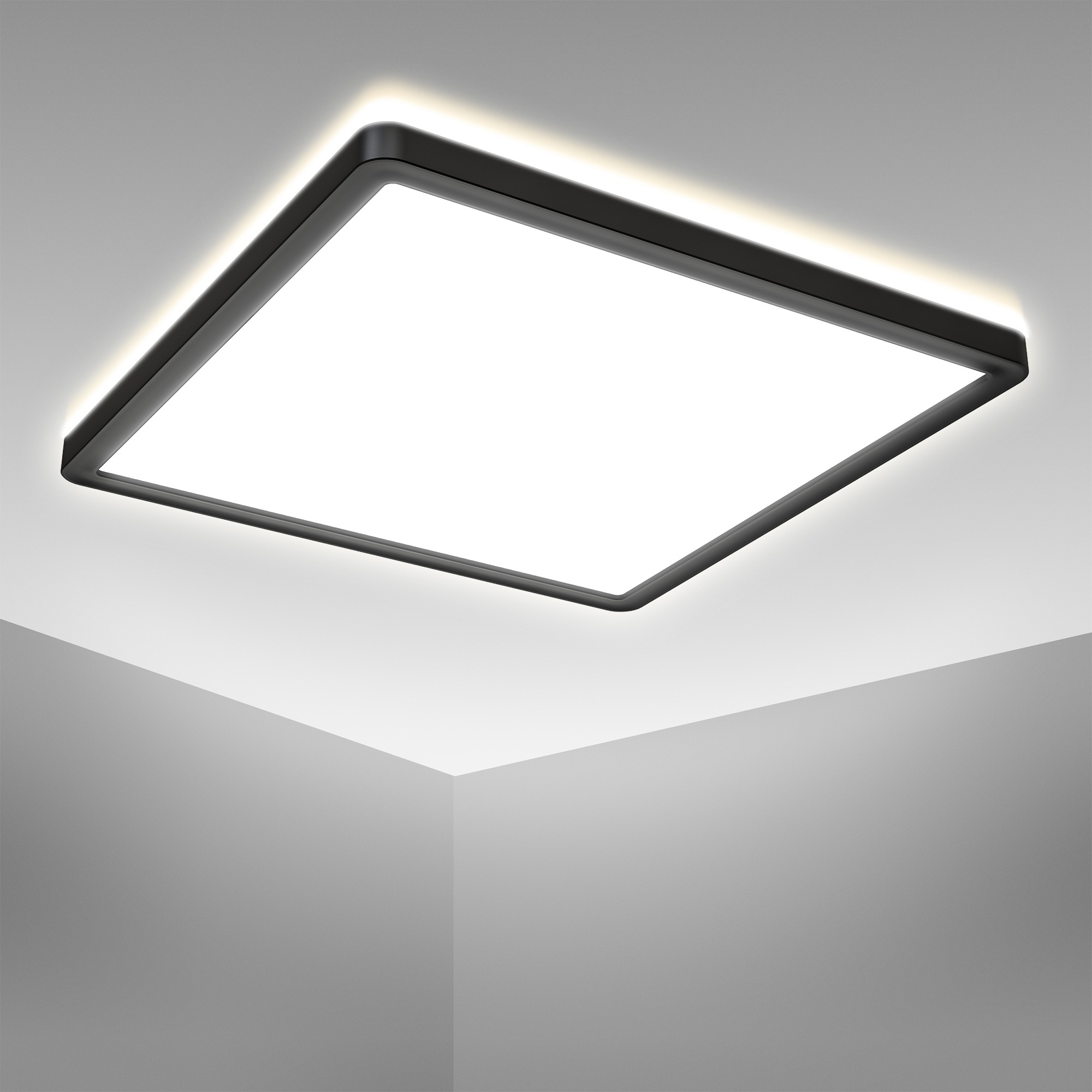 B.K.Licht ultraflaches LED Panel mit LED Backlight, Kunststoff, Schwarz, Inkl. 1 x LED Platine, 18 Watt, 2.400 Lumen, 4.000 Kelvin, nicht dimmbar, Gr. ca. 29 x 29 cm