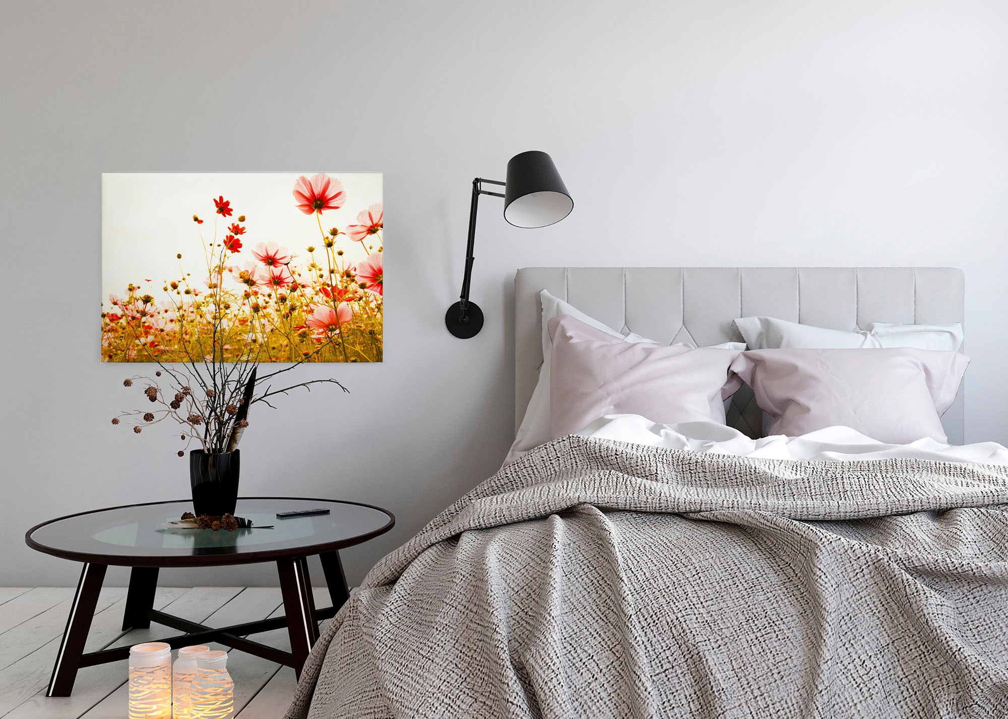 A.S. Création Leinwandbild »Flower Meadow«, Kunst-Blumen-Kinder, (1 St.), Mohnblume Keilrahmen Blumenwiese Leinwand-Bild Wohnzimmer modern Wand