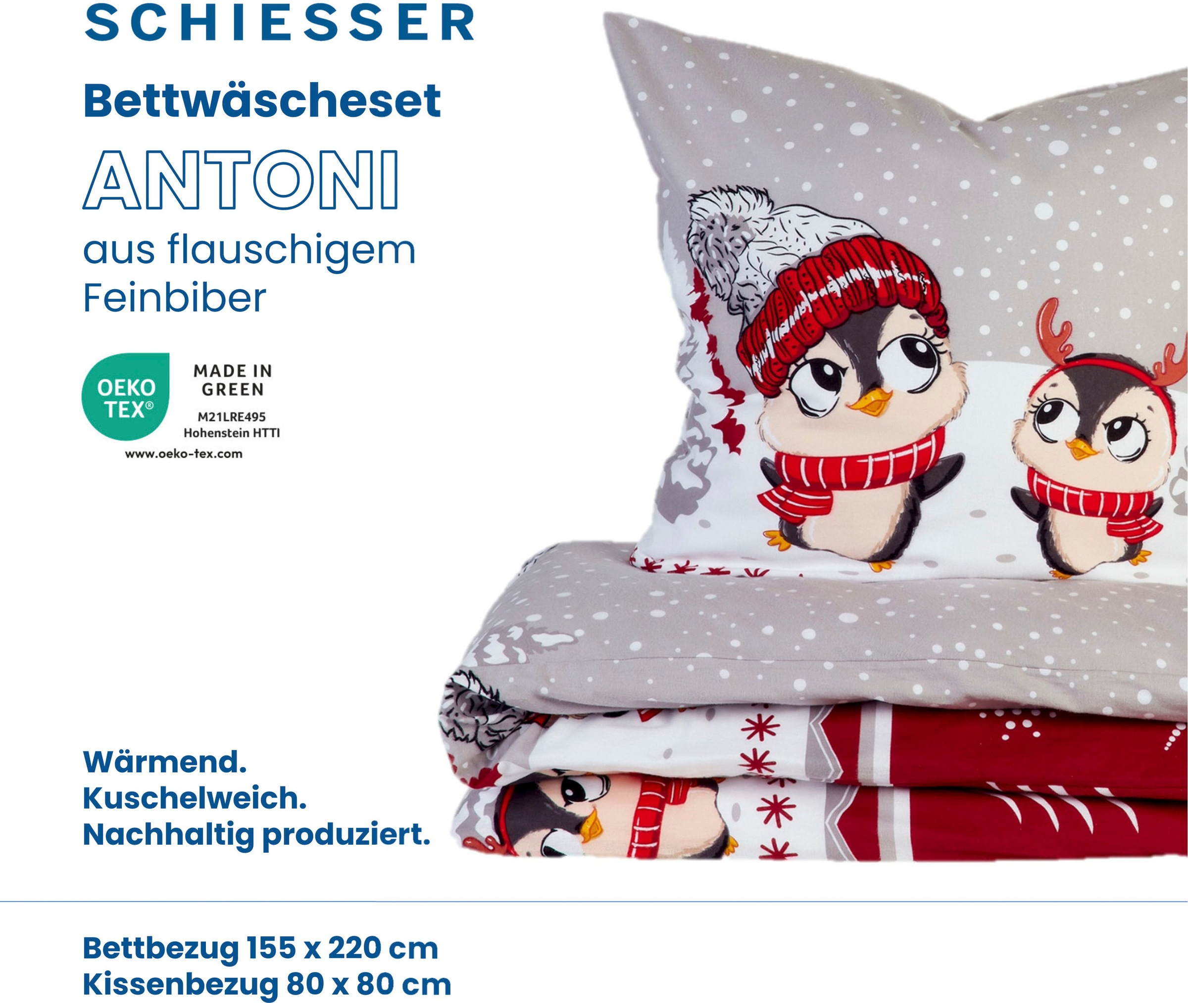 Schiesser Bettwäsche »Antoni«, (2 tlg.), mit coolem Winter-Print