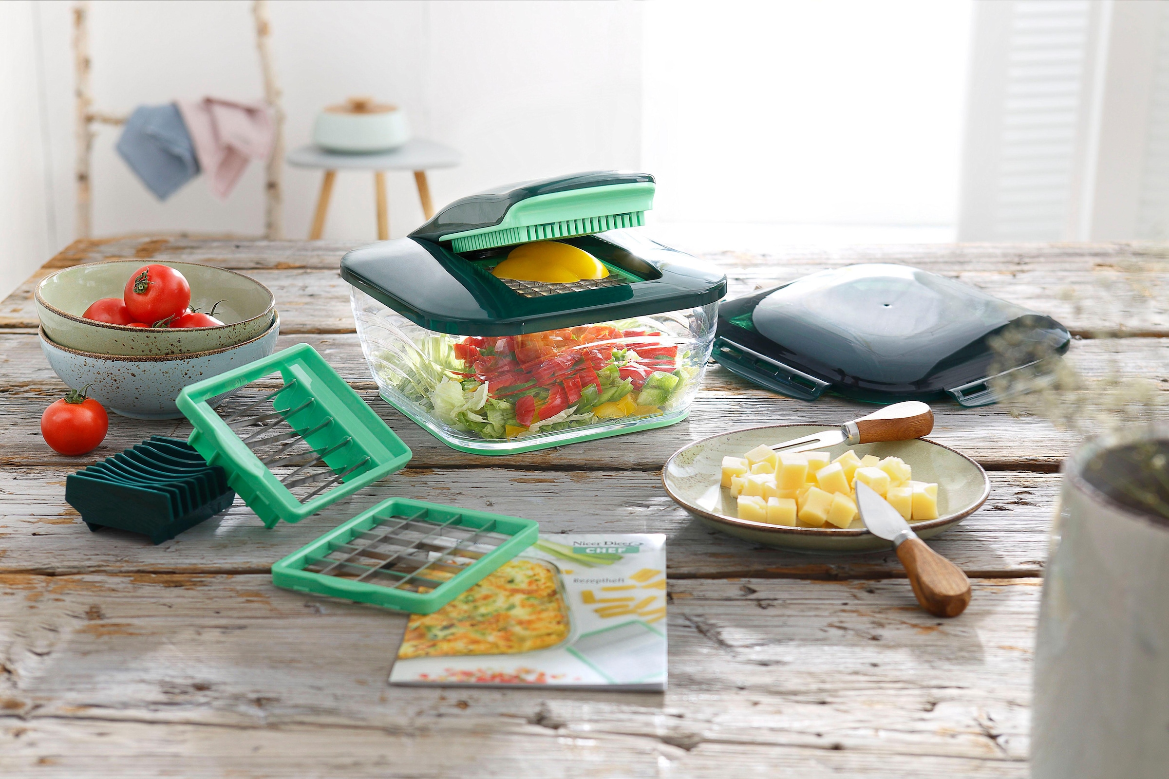 Genius Zerkleinerer »Nicer Dicer Chef«, 3300 ml Kunststoff-Auffangbehälter,  9-teilig | BAUR