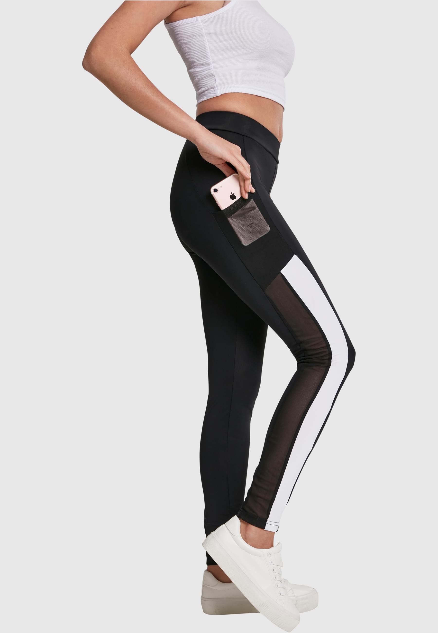 URBAN CLASSICS Leggings »Urban Classics Damen Ladies Tech Mesh Striped Pocket Leggings«, (1 tlg.)