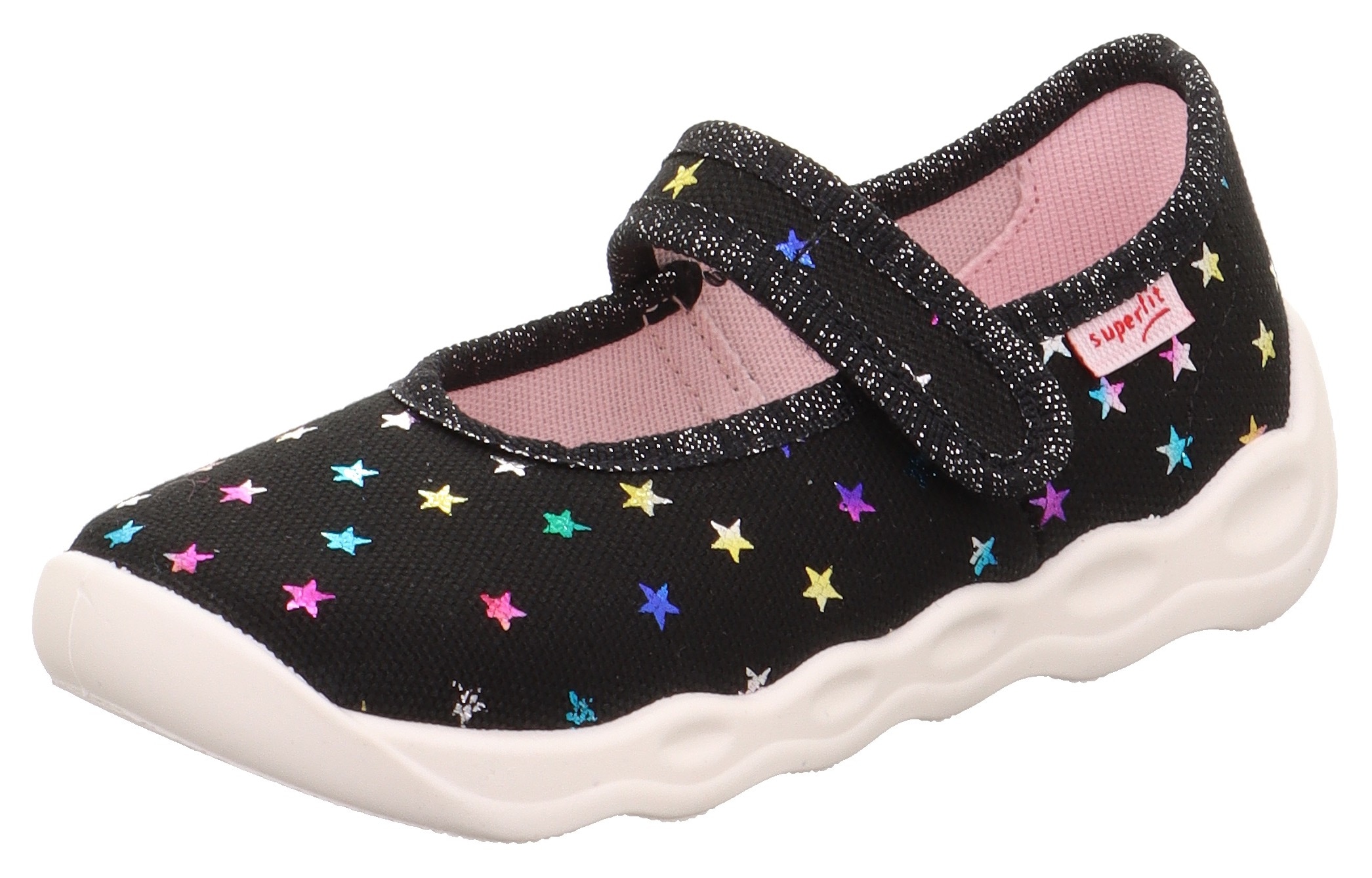 Superfit Hausschuh "BUBBLE WMS: Mittel", Ballerina, Klettschuh, Kindergarten Schuh mit Klettriemchen