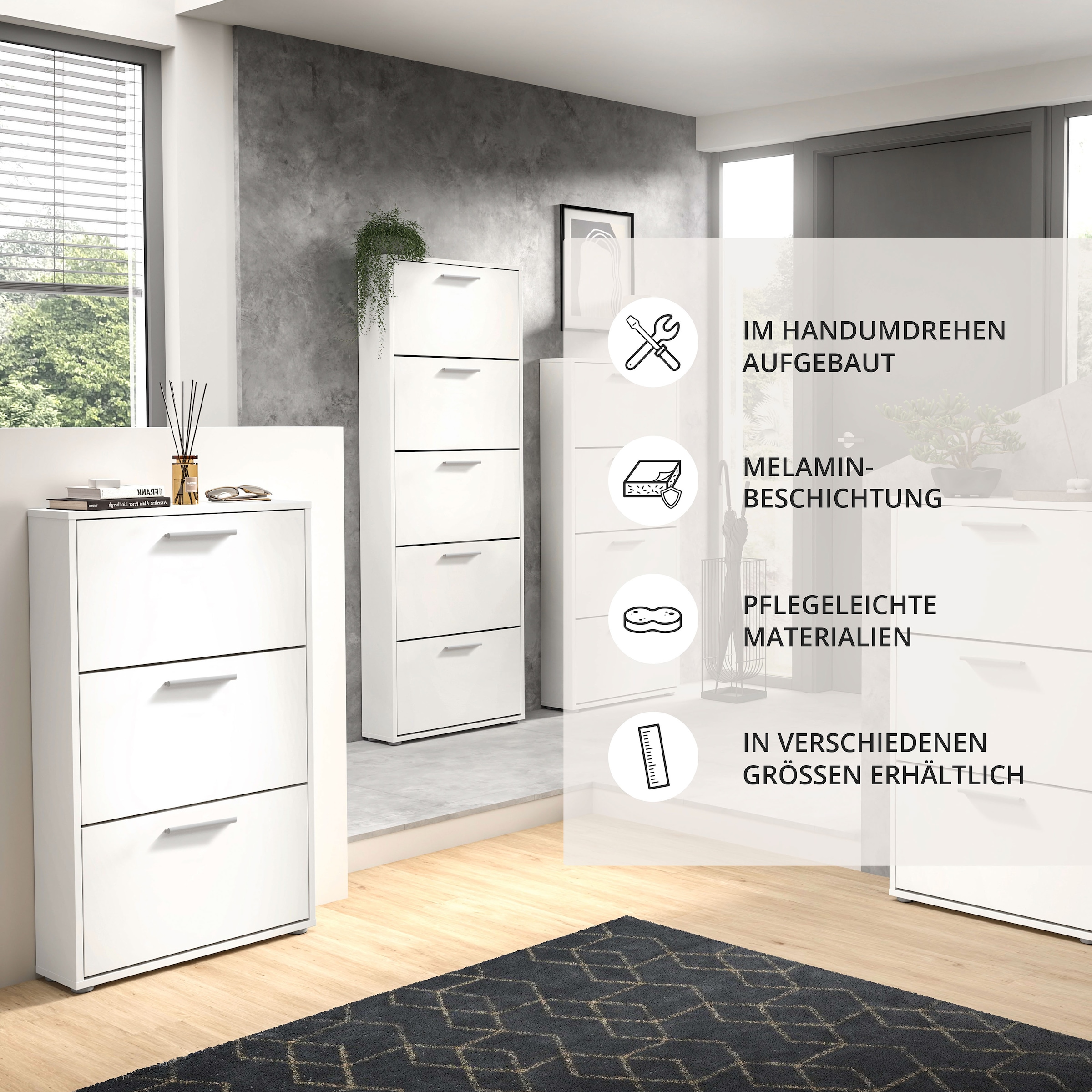 HBZ Schuhkipper »Sam Schuhkipper, Schuhschrank BxHxT 59x136x17 cm« 1 Stk. tlg. mit 4 Klappen