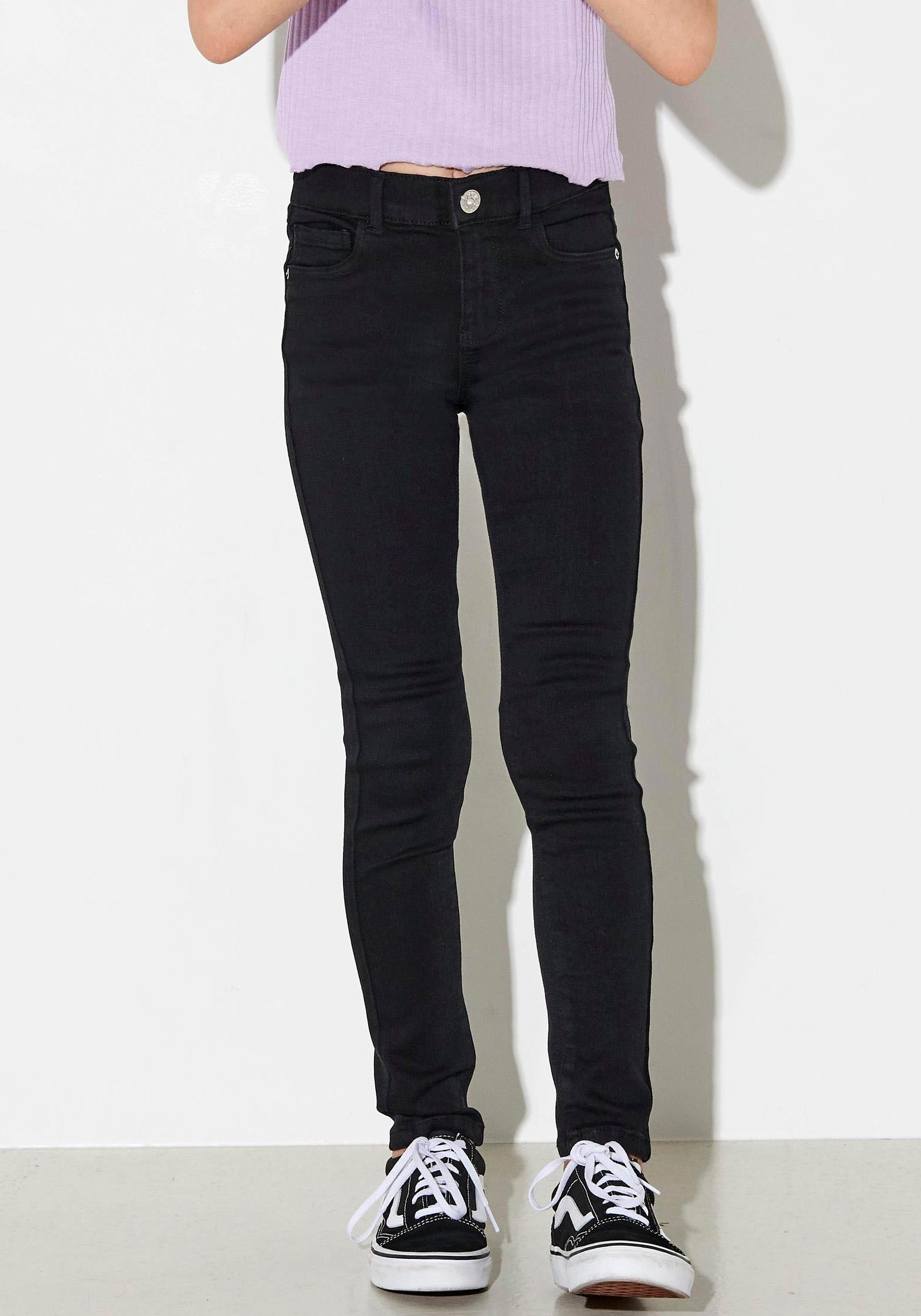 1 Mädchen Stretch-Jeans "KONRAIN", schwarz, Gr. 158, unifarben, Denim/Jeans, Obermaterial: 53% Viskose, 29% Baumwolle, 17% Polyester, 1% Elasthan,