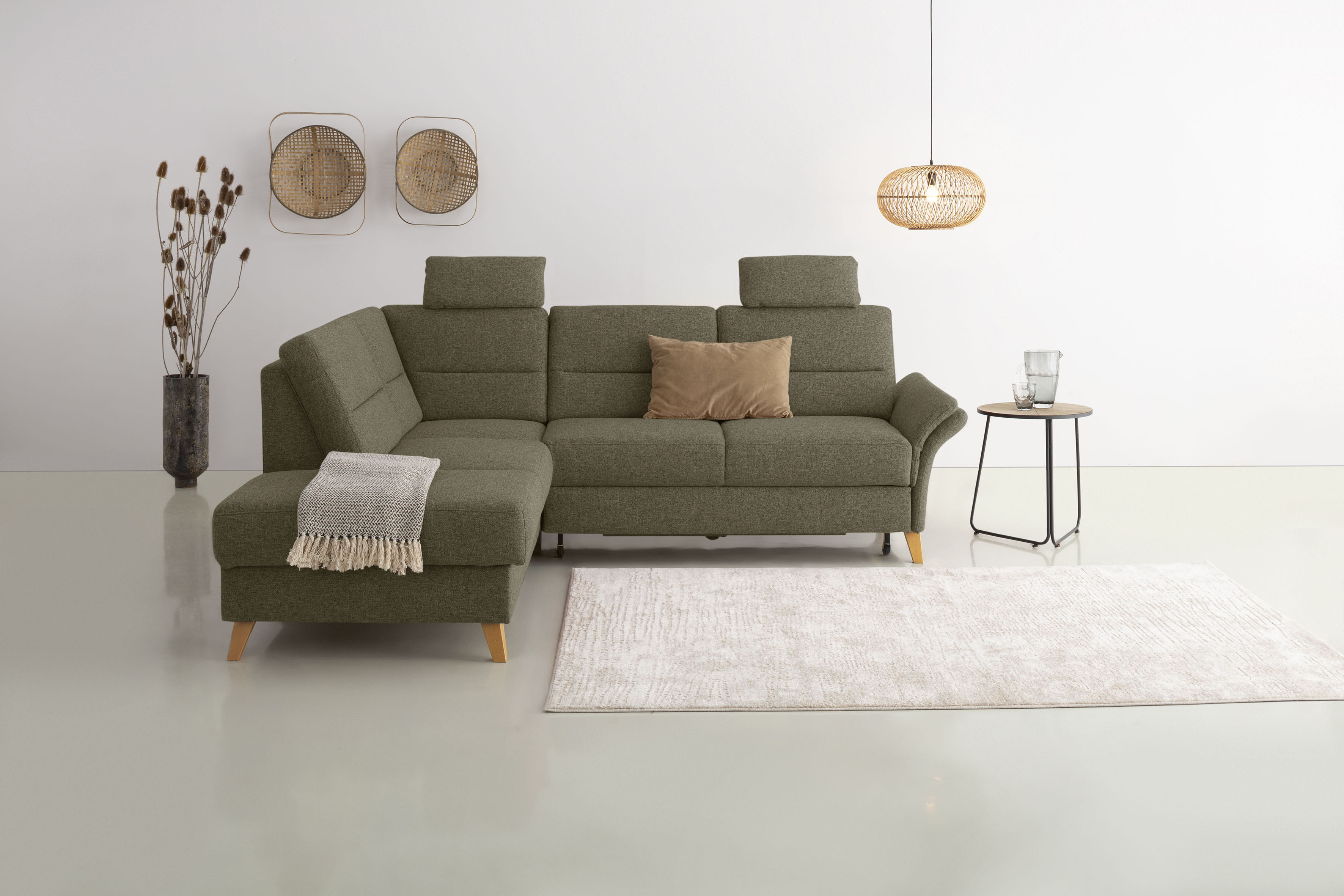 OTTO home Ecksofa "Westerland L-Form" Federkern-Polsterung, wahlweise mit Schlaffunktion, Bettkasten
