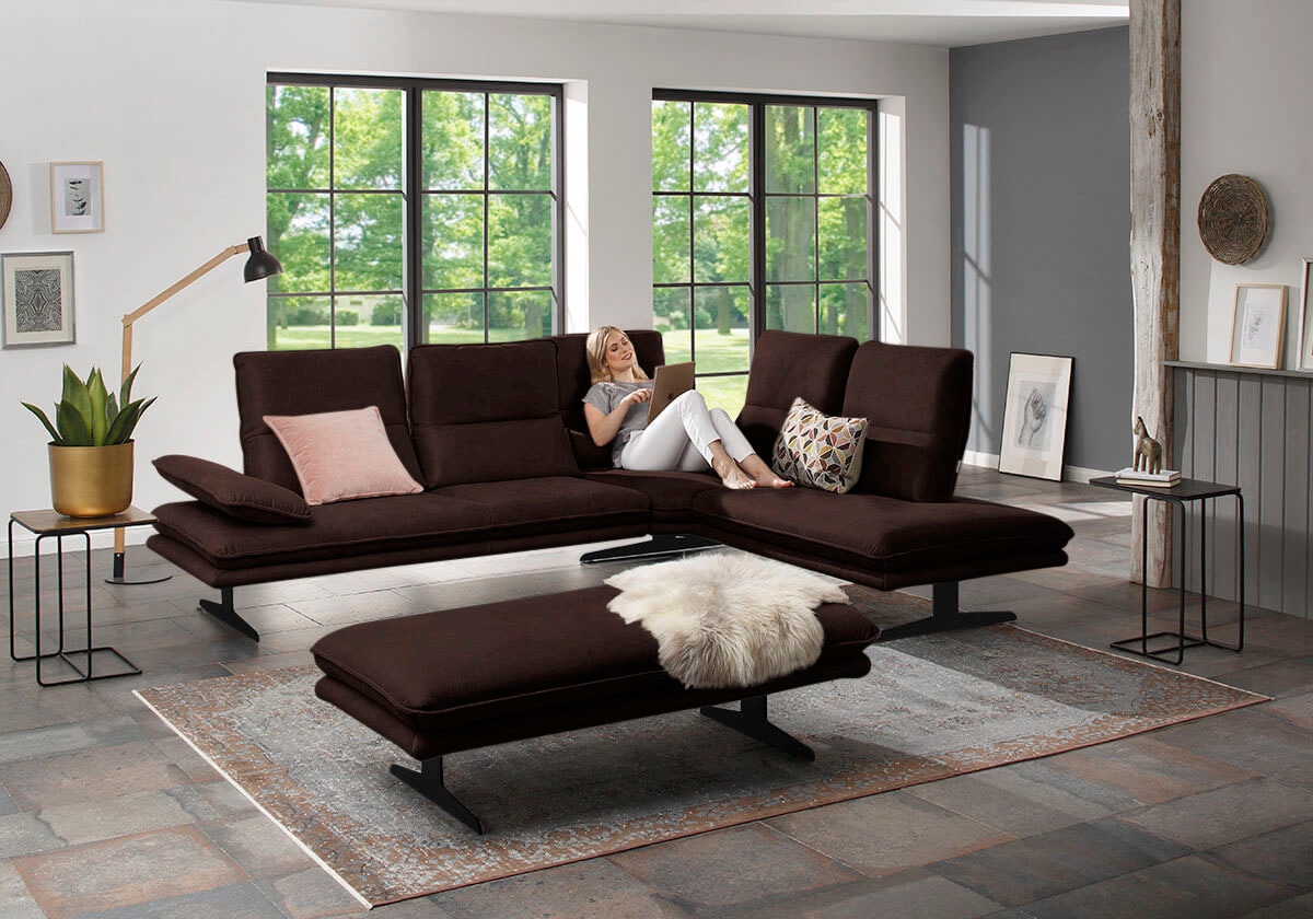 W.SCHILLIG Ecksofa »broadway, Designsofa, toller Sitzkomfort, zeitlos, elegant, L-Form«, Sitztiefenverstellung, Kopfteil- & Seitenteilverstellung, Breite 284cm
