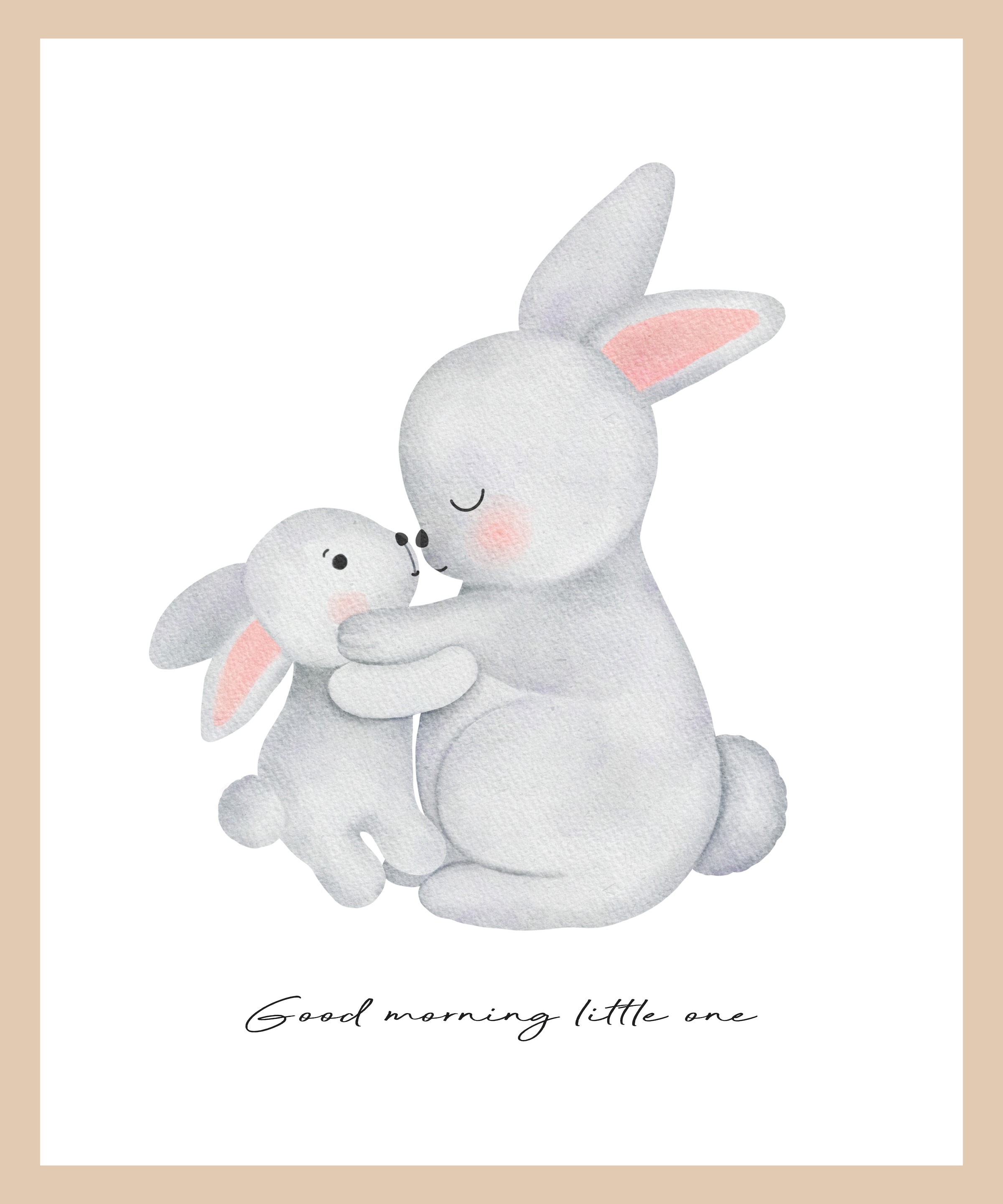 Lüttenhütt Bild mit Rahmen »oder Poster, Großer Hase und Hasenkind«, Fantasy-Hase-Hasen-Liebessprüche-Schriftzug-Tiere, (1 St.), HD Premium Druck
