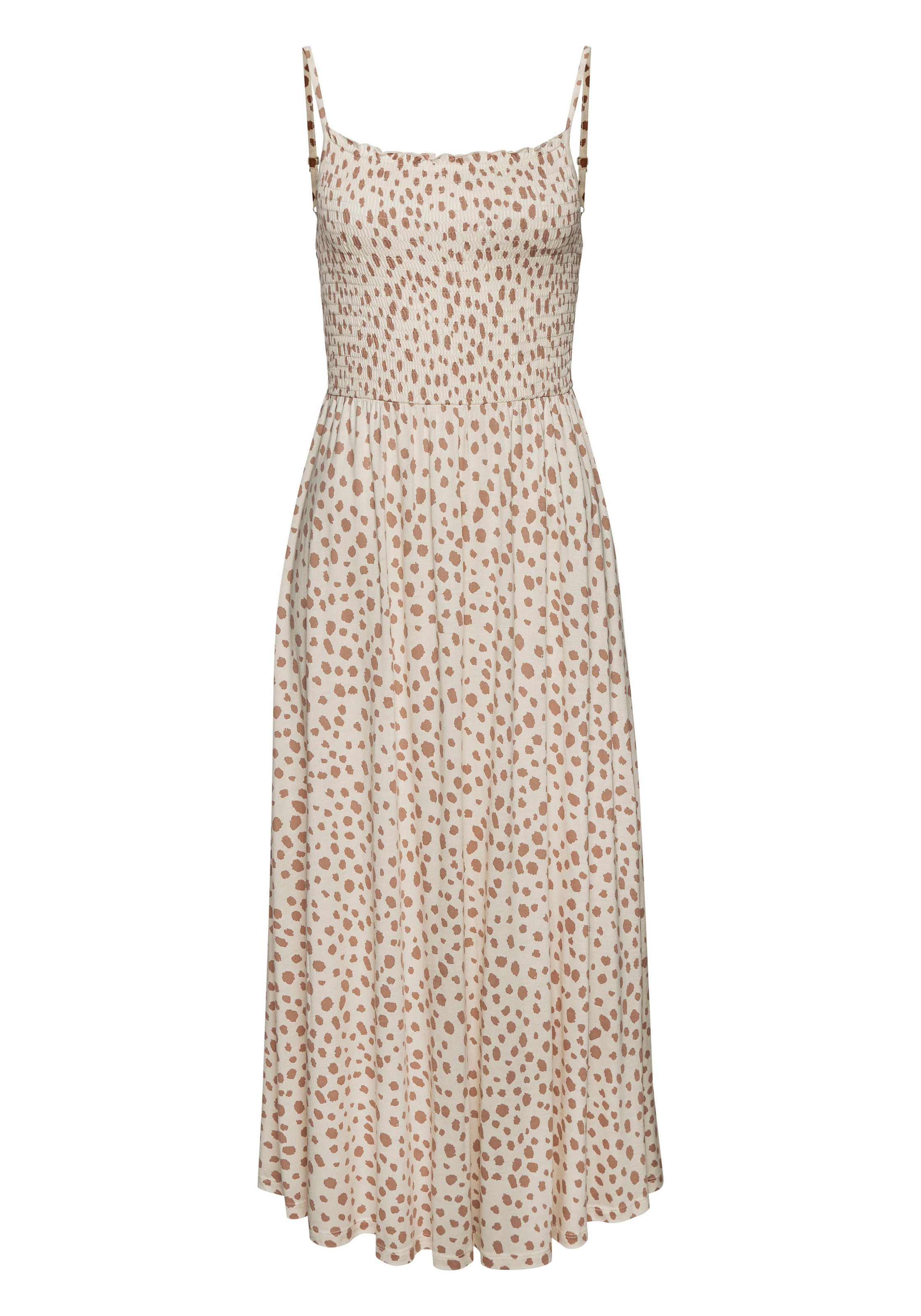 LASCANA Midikleid Ohne Taschen mit gesmoktem Oberteil und Alloverprint, Som günstig online kaufen