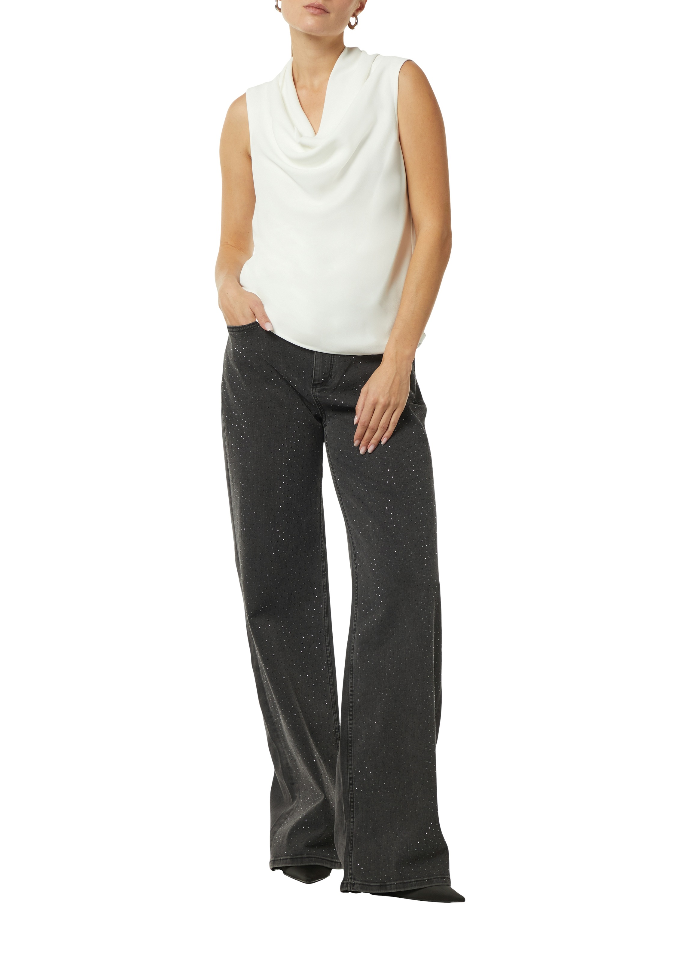 comma Shirttop mit Wasserfall-Ausschnitt günstig online kaufen