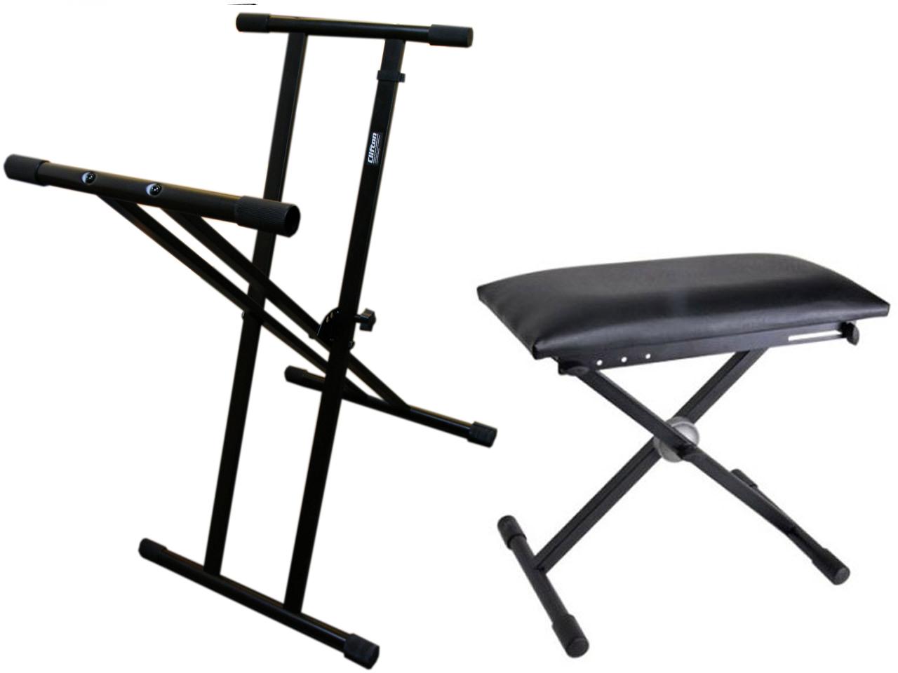 CLIFTON Kinder Keyboardständer "Double Cross", schwarz, Musikinstrumentenständer, mit Keyboardhocker