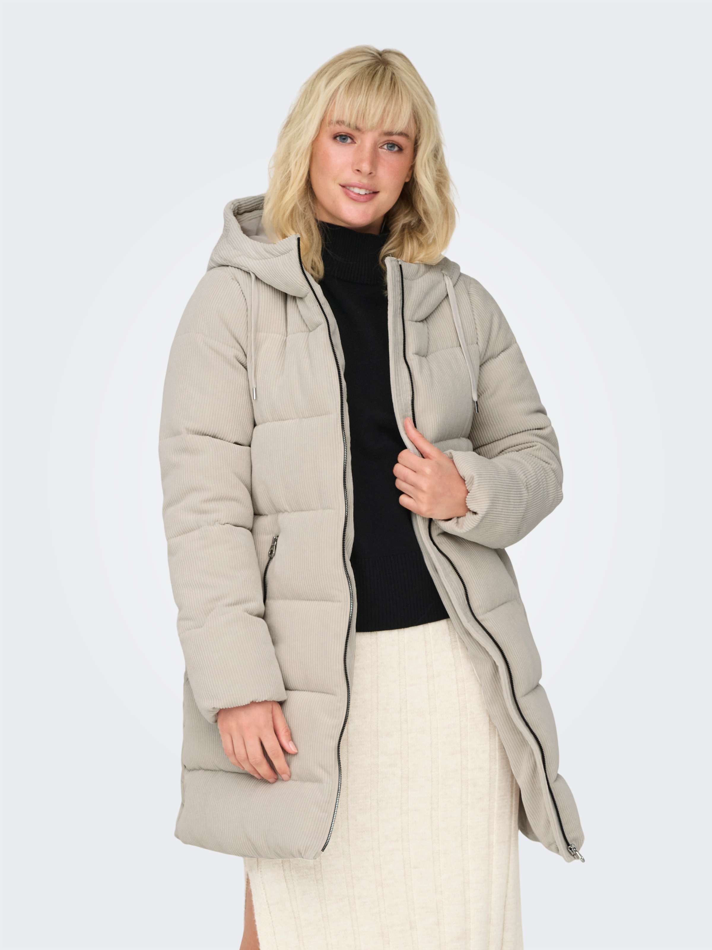 ONLY Steppjacke "ONLDOLLY LONG CORDUROY PUFFER OTW", mit Kapuze, aus feinem günstig online kaufen