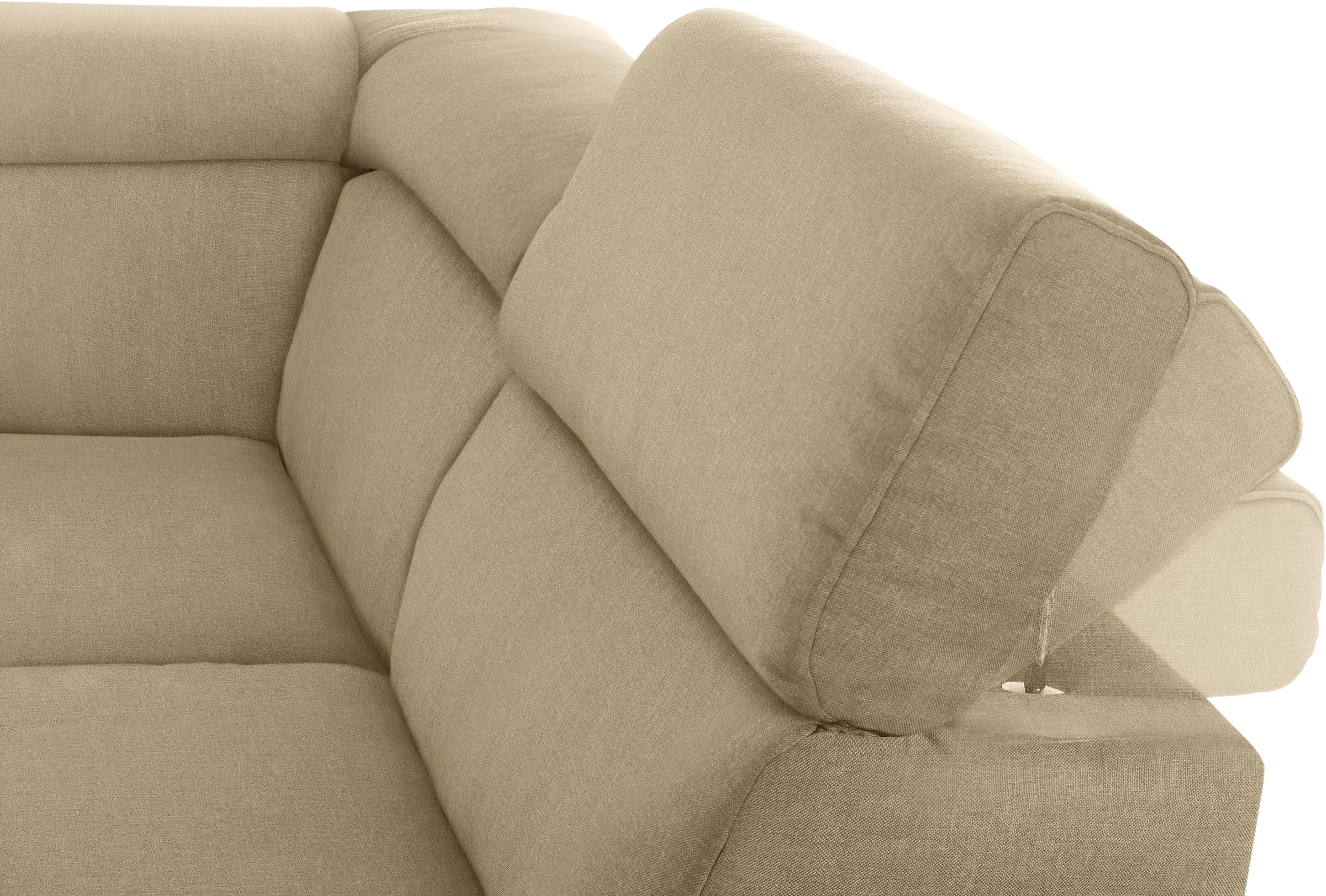 DOMO collection Wohnlandschaft »Mira, inklusive Kopfteilverstellung für mehr Wohlfühlkomfort, U-Form«, wahlweise mit Bettfunktion und Bettkasten, elegant und modern