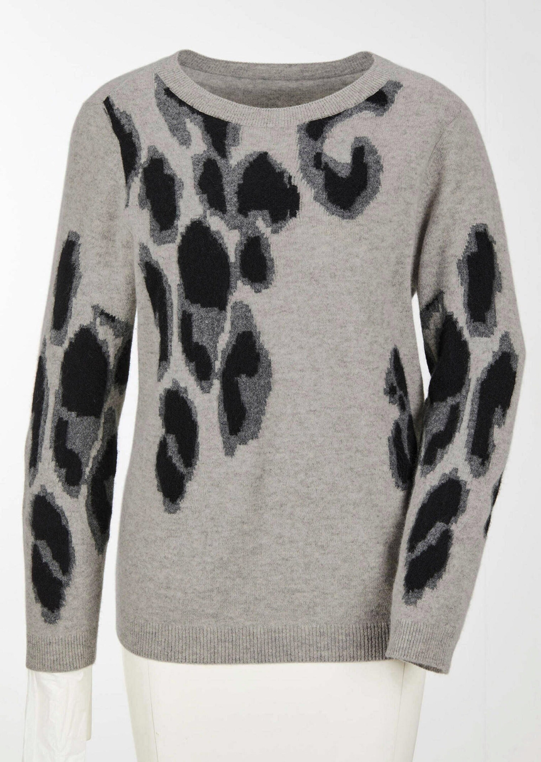 Goldner Long Sleeve Cashmere Sweater Gray Patterned Size 40 3