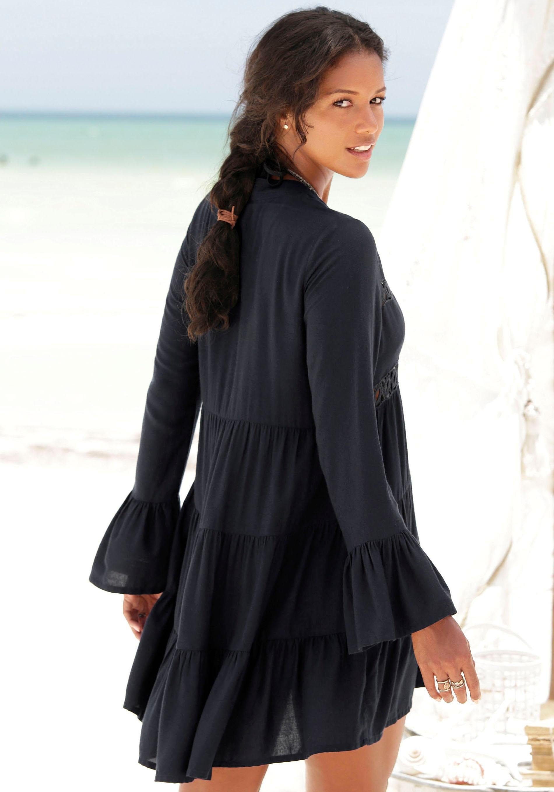 LASCANA Longbluse, mit Spitzeneinsätzen, Tunika, Blusenkleid, Strandmode